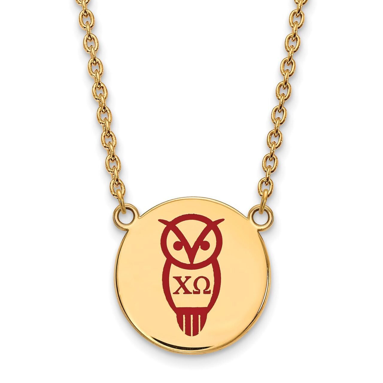 Chi Omega Small Enameled Pendant with 18 Inch Chain Gold-plated Silver GP045CHO-18, MPN: GP045CHO-1…