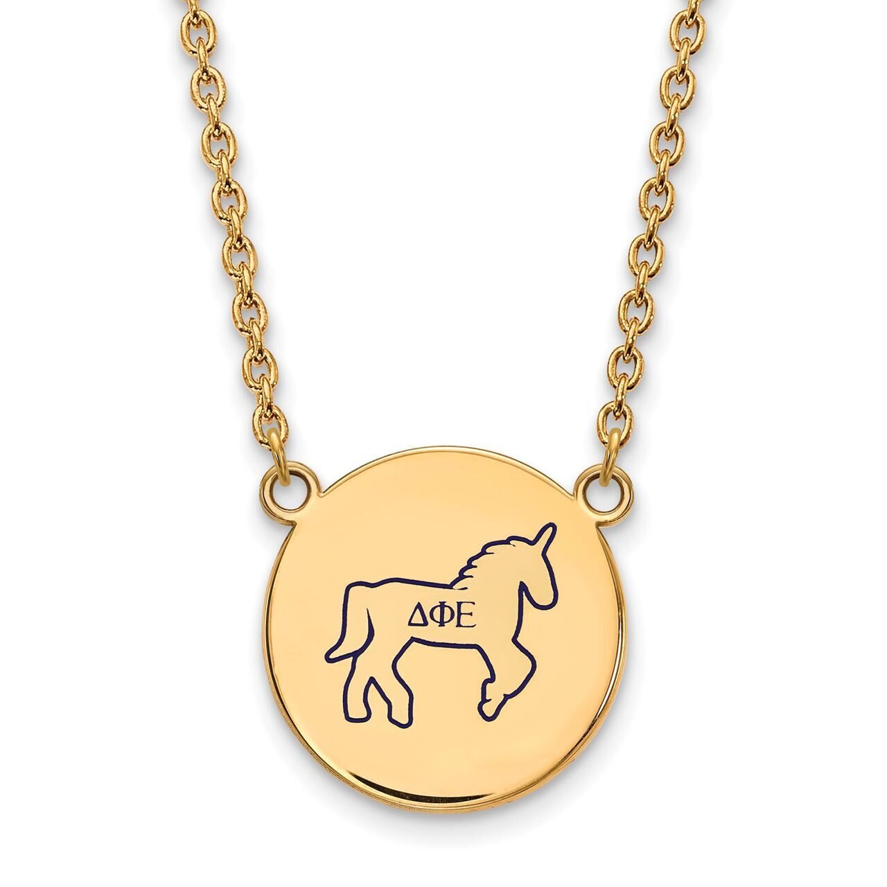 Delta Phi Epsilon Small Enameled Pendant with 18 Inch Chain Gold-plated Silver GP045DPH-18, MPN: GP…