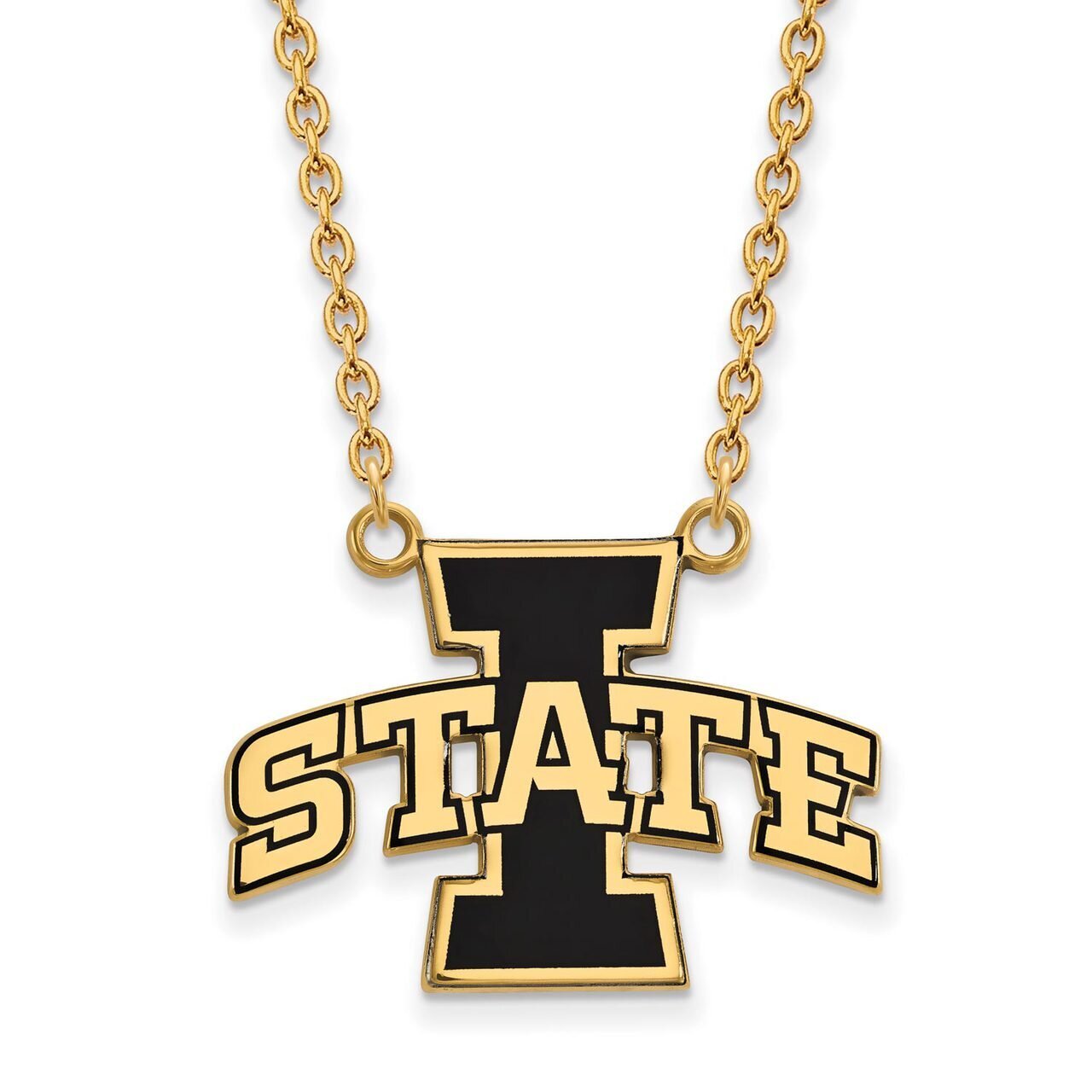 Iowa State University Large Enamel Pendant with Chain Necklace Gold-plated Silver GP045IAS-18
