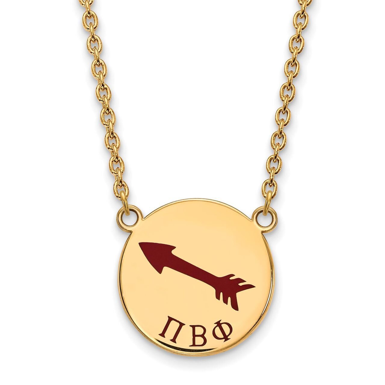 Pi Beta Phi Small Enameled Pendant with 18 Inch Chain Gold-plated Silver GP045PBP-18, MPN: GP045PBP…