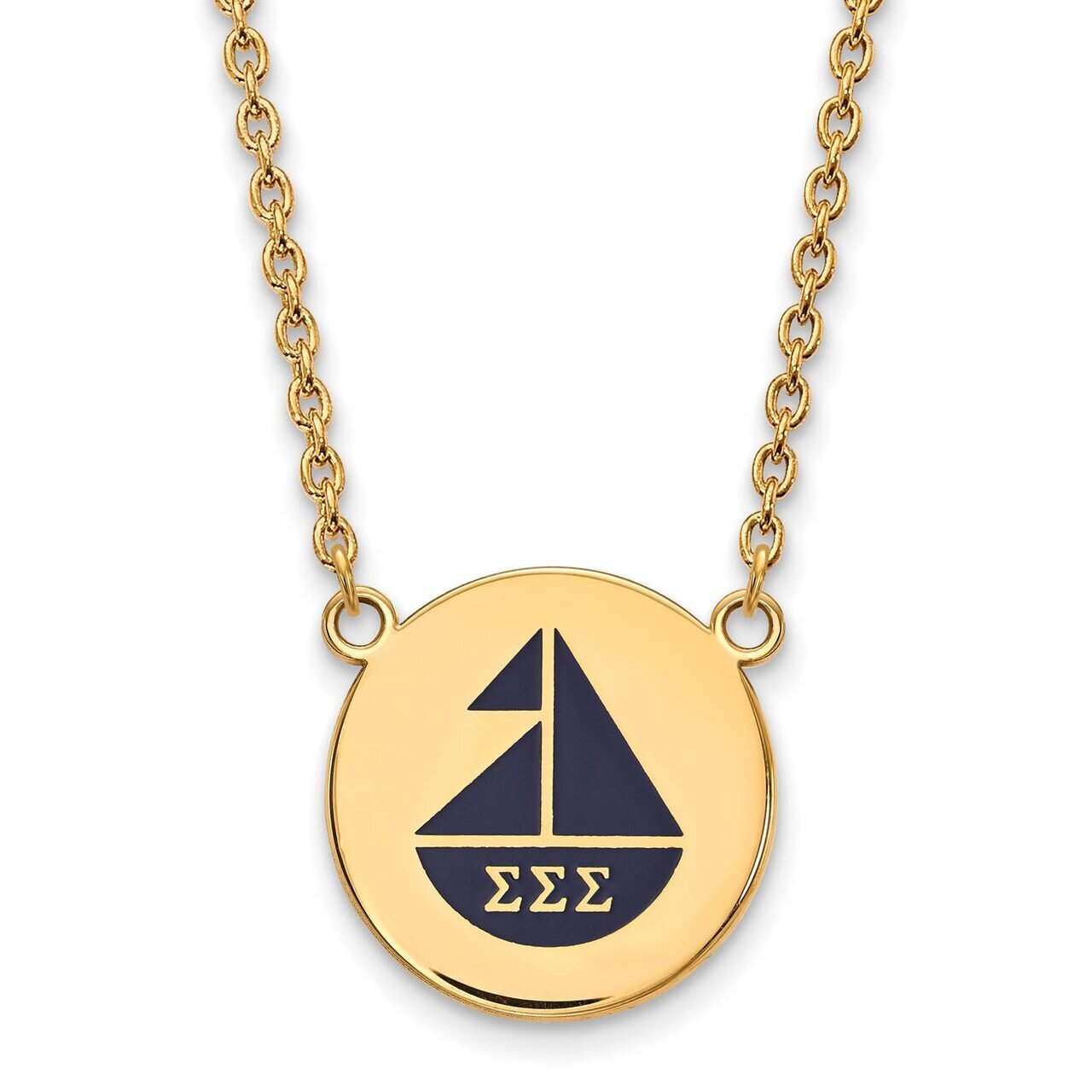 Sigma Sigma Sigma Small Enameled Pendant with 18 Inch Chain Gold-plated Silver GP045SSS-18, MPN: GP…
