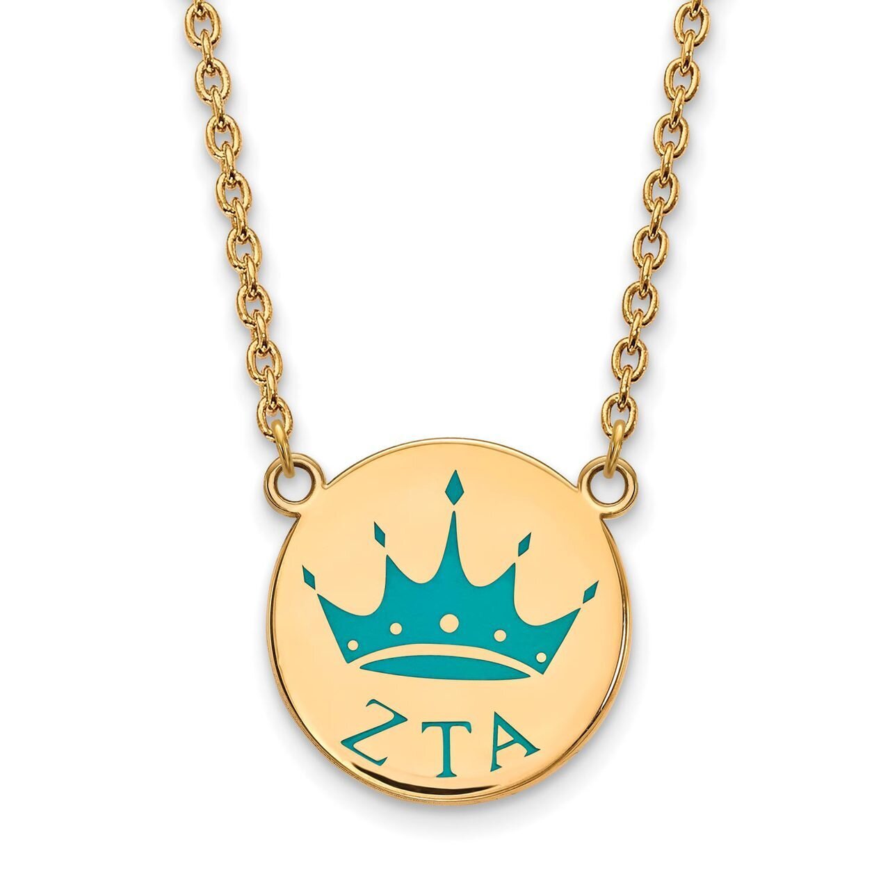 Zeta Tau Alpha Small Enameled Pendant with 18 Inch Chain Gold-plated Silver GP045ZTA-18, MPN: GP045…