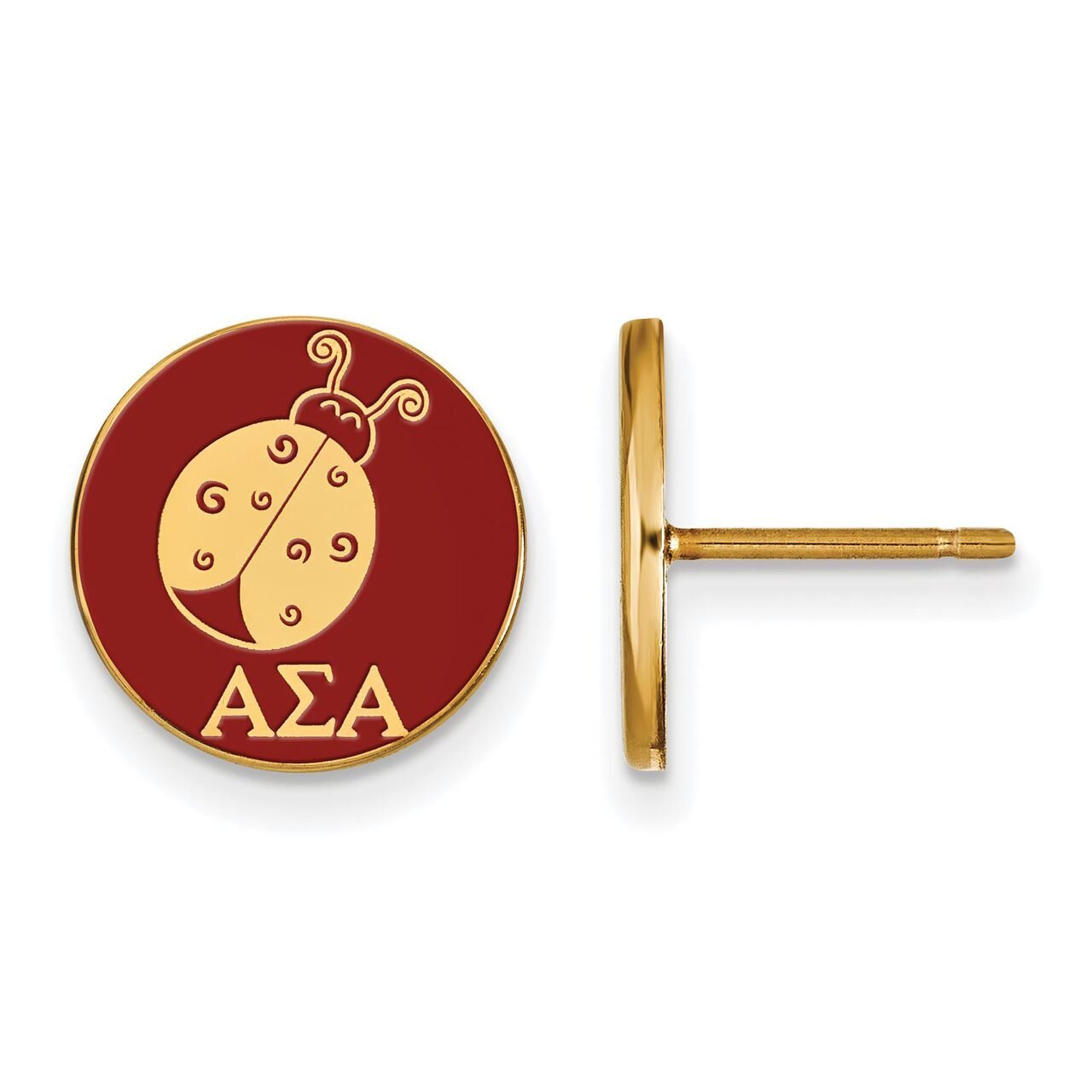 Alpha Sigma Alpha Enameled Post Earrings Gold-plated Silver GP046ASI, MPN: GP046ASI, 886774944845