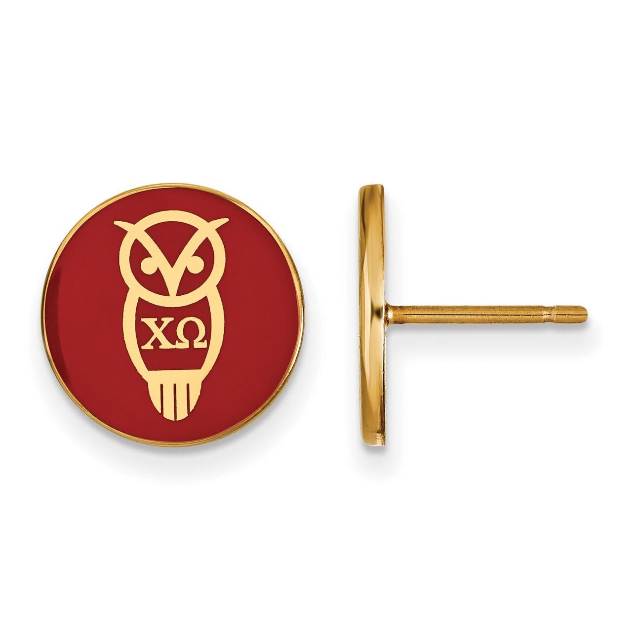Chi Omega Enameled Post Earrings Gold-plated Silver GP046CHO, MPN: GP046CHO, 886774944890