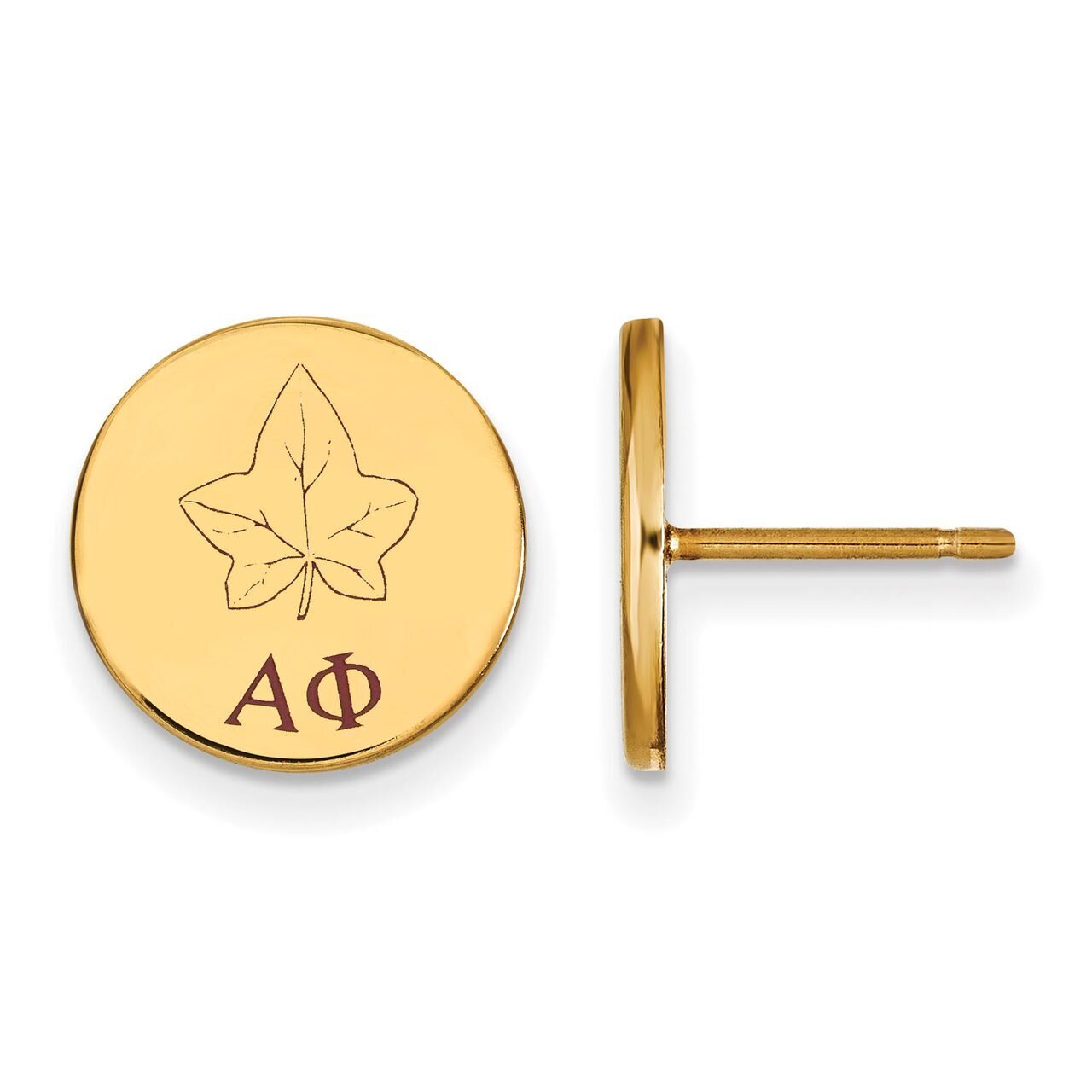 Alpha Phi Enameled Post Earrings Gold-plated Silver GP047APH