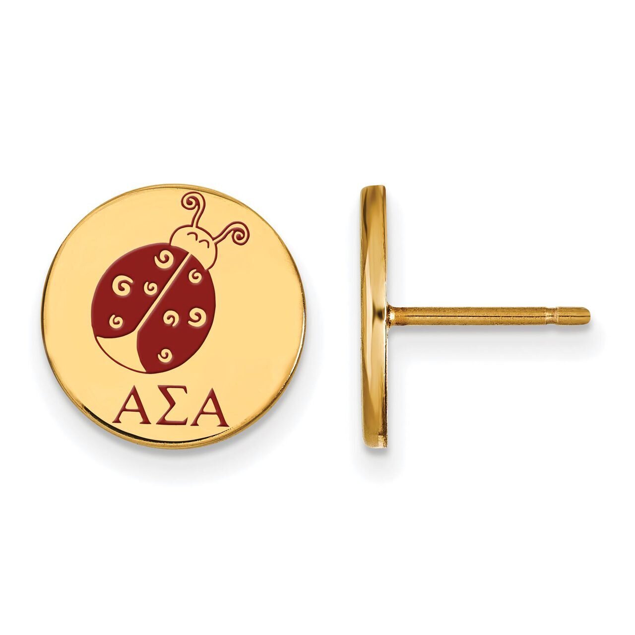 Alpha Sigma Alpha Enameled Post Earrings Gold-plated Silver GP047ASI, MPN: GP047ASI, 886774945613