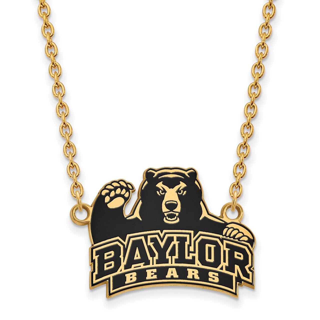 Baylor University Large Enamel Pendant with Chain Necklace Gold-plated Silver GP047BU-18