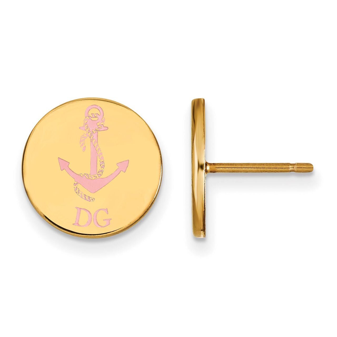 Delta Gamma Enameled Post Earrings Gold-plated Silver GP047DG, MPN: GP047DG, 886774945705