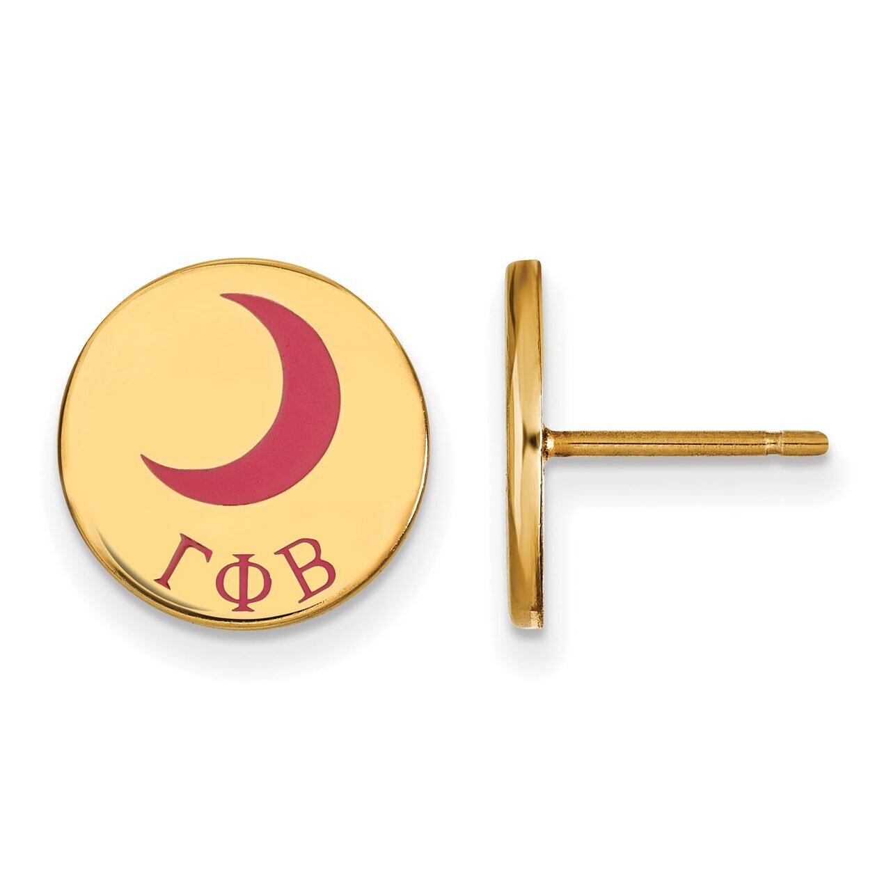 Gamma Phi Beta Enameled Post Earrings Gold-plated Silver GP047GPB