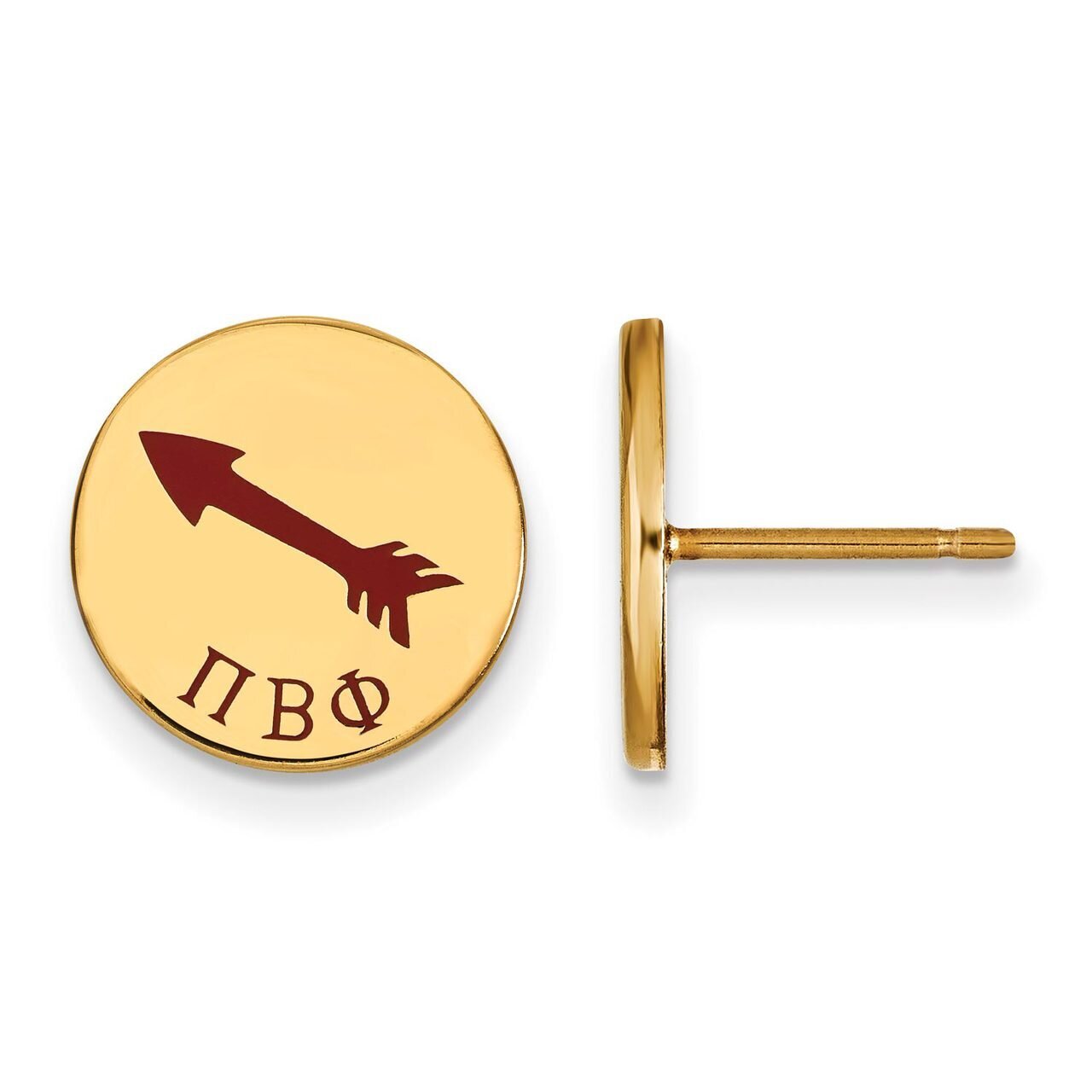 Pi Beta Phi Enameled Post Earrings Gold-plated Silver GP047PBP