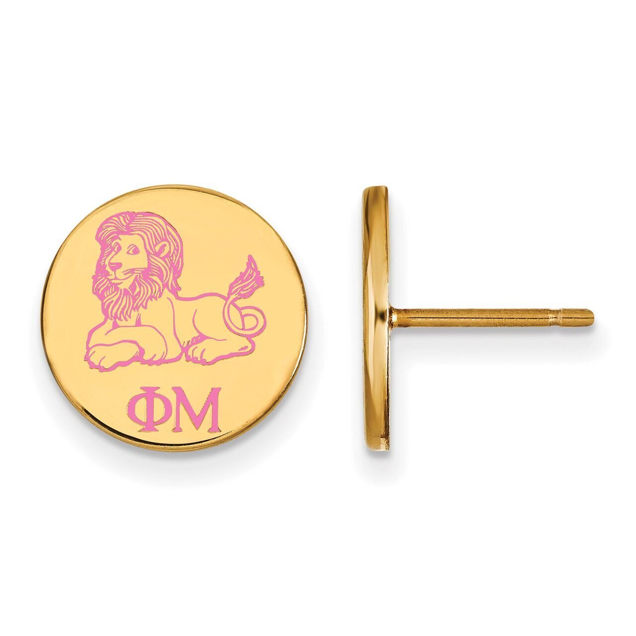 Phi Mu Enameled Post Earrings Gold-plated Silver GP047PHM