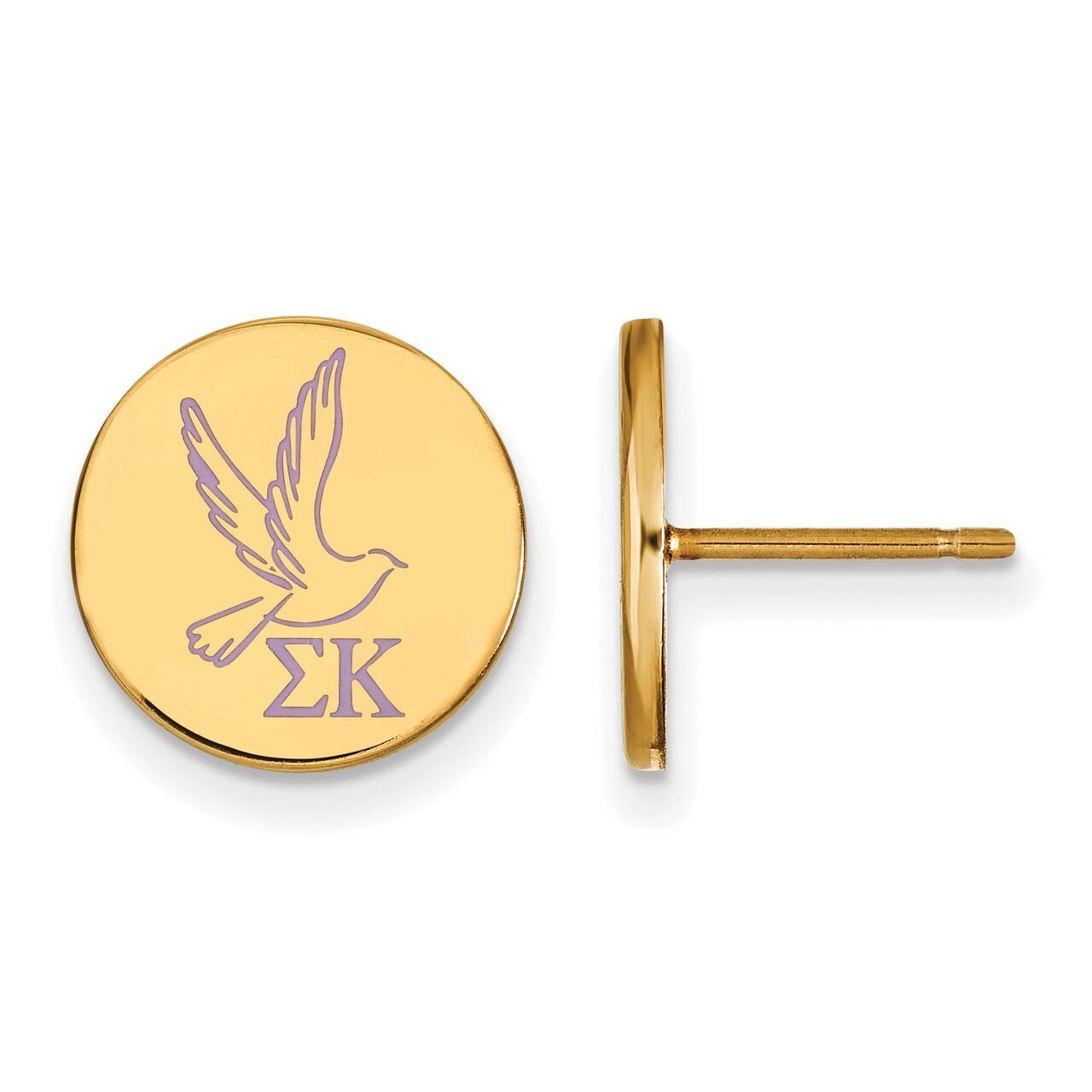 Sigma Kappa Enameled Post Earrings Gold-plated Silver GP047SKP, MPN: GP047SKP, 886774945941