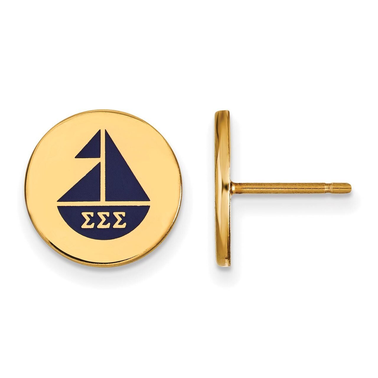 Sigma Sigma Sigma Enameled Post Earrings Gold-plated Silver GP047SSS, MPN: GP047SSS, 886774945958