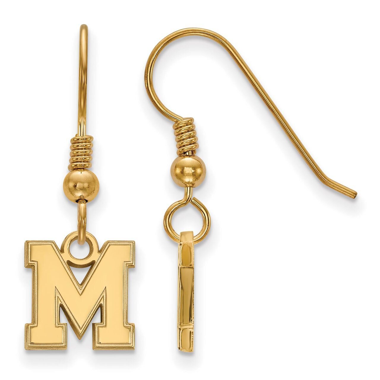 University of Memphis x-Small Dangle Earring Wire Gold-plated Silver GP047UMP, MPN: GP047UMP, 88677…