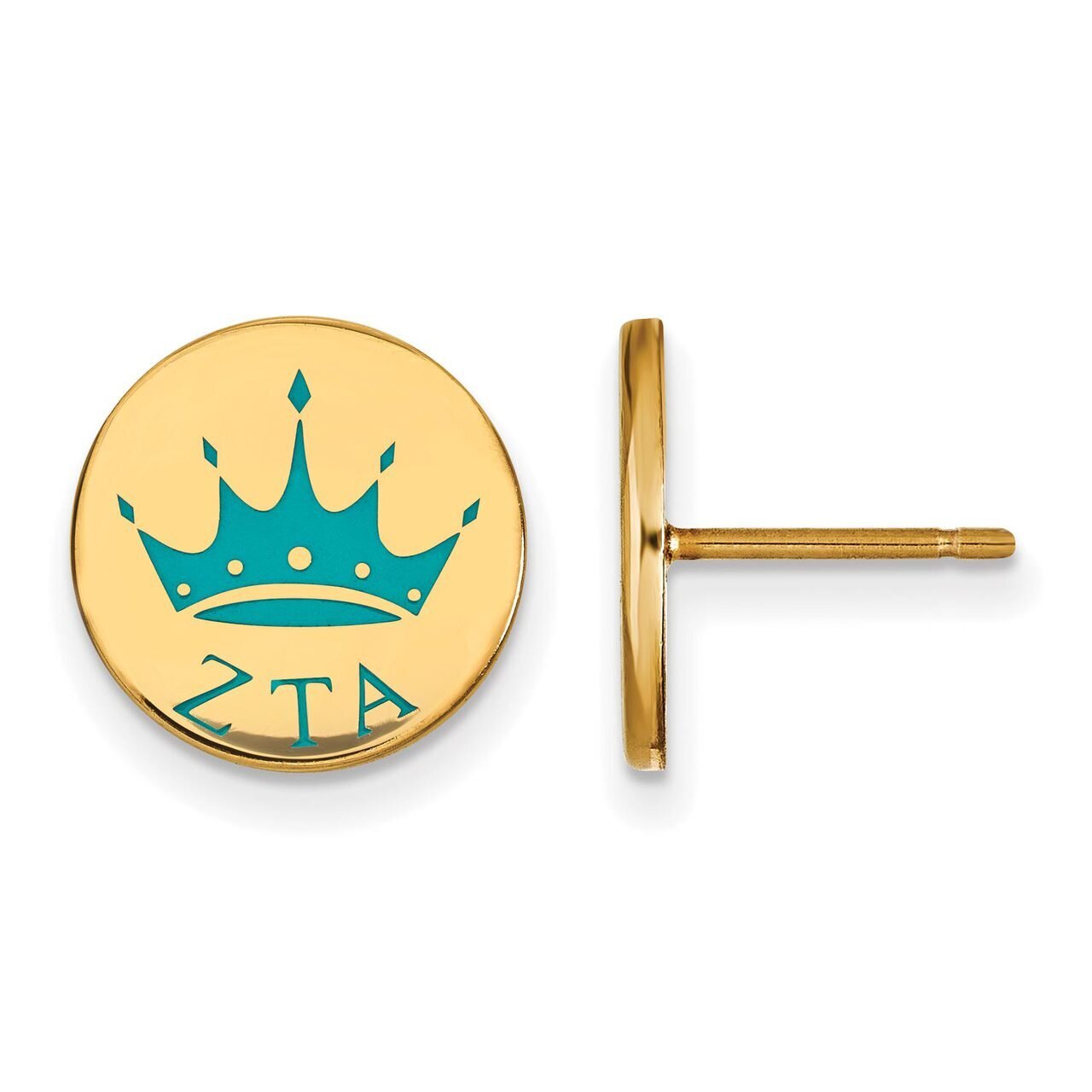 Zeta Tau Alpha Enameled Post Earrings Gold-plated Silver GP047ZTA, MPN: GP047ZTA, 886774946276