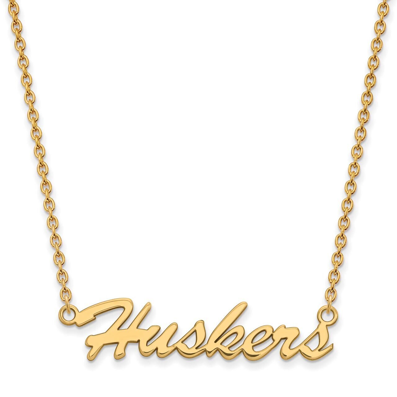 University of Nebraska Medium Pendant with Chain Necklace Gold-plated Silver GP048UNE-18, MPN: GP04…