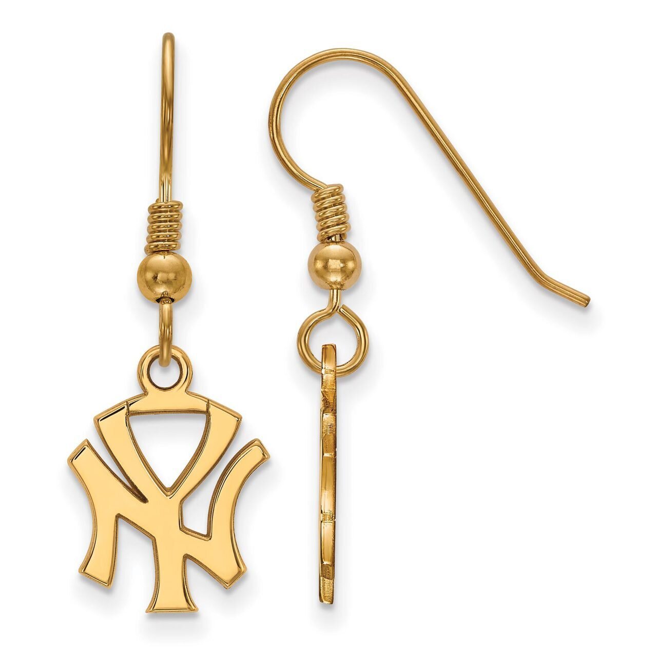 New York Yankees Small Dangle Earring Wire Gold-plated Silver GP048YAN