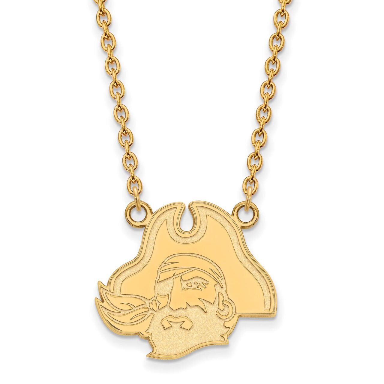 East Carolina University Large Pendant with Chain Necklace Gold-plated Silver GP049ECU-18