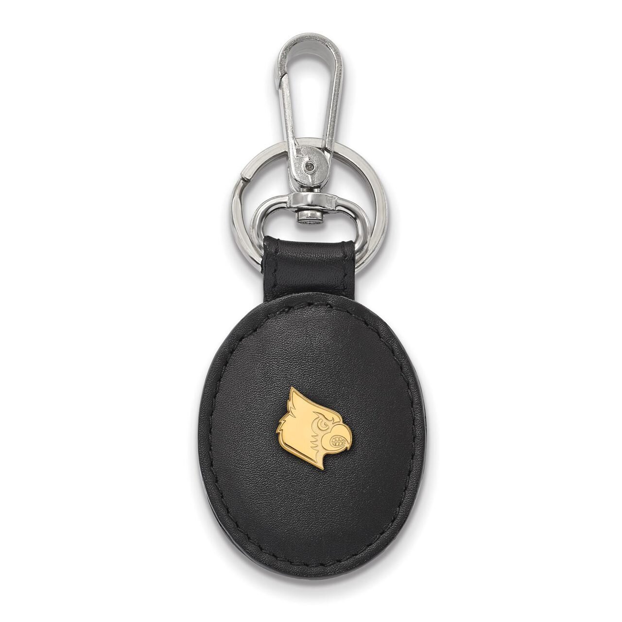 University of Louisville Black Leather Oval Key Chain Gold-plated Silver GP049UL-K1, MPN: GP049UL-K…