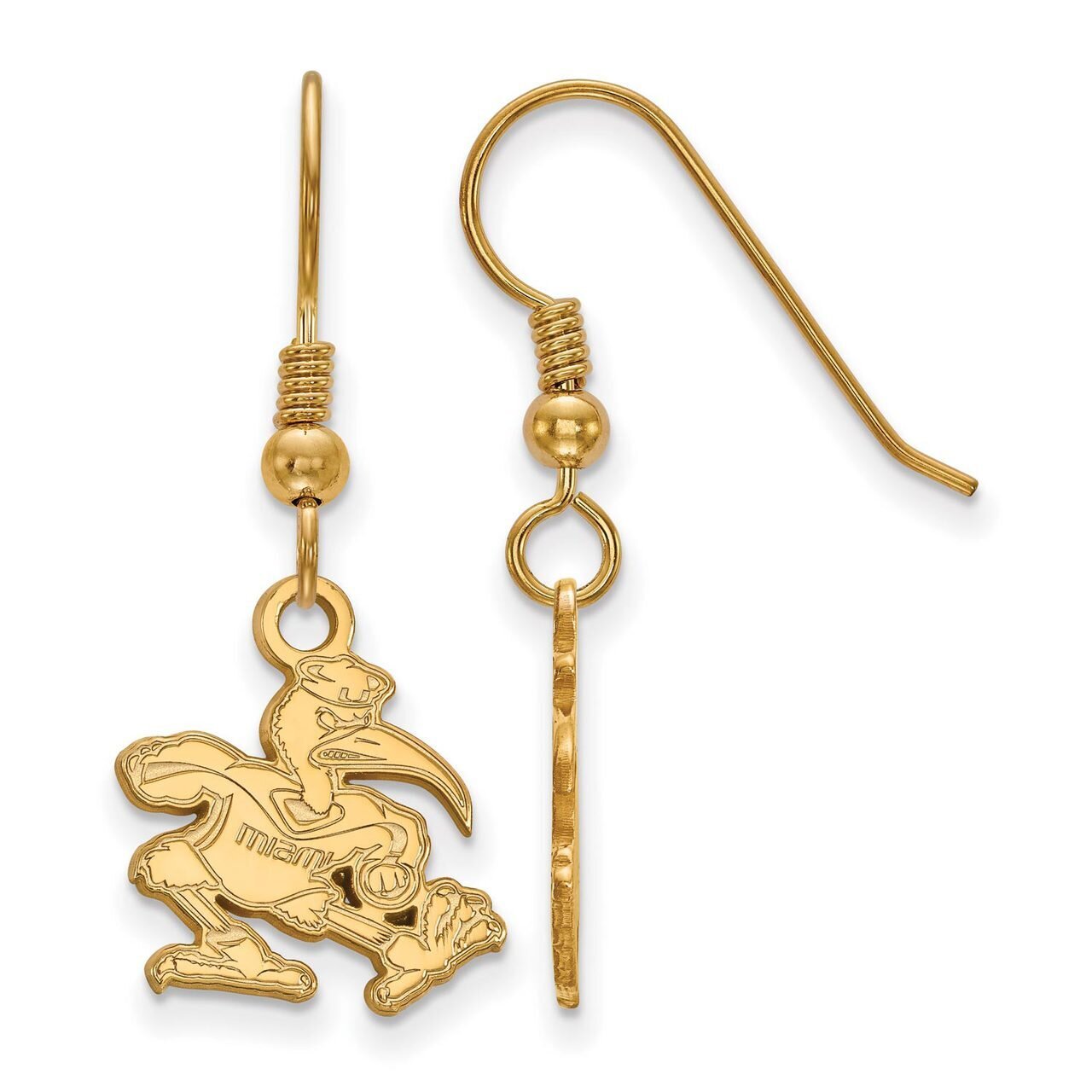 University of Miami Small Dangle Earring Wire Gold-plated Silver GP049UMF, MPN: GP049UMF, 886774947…