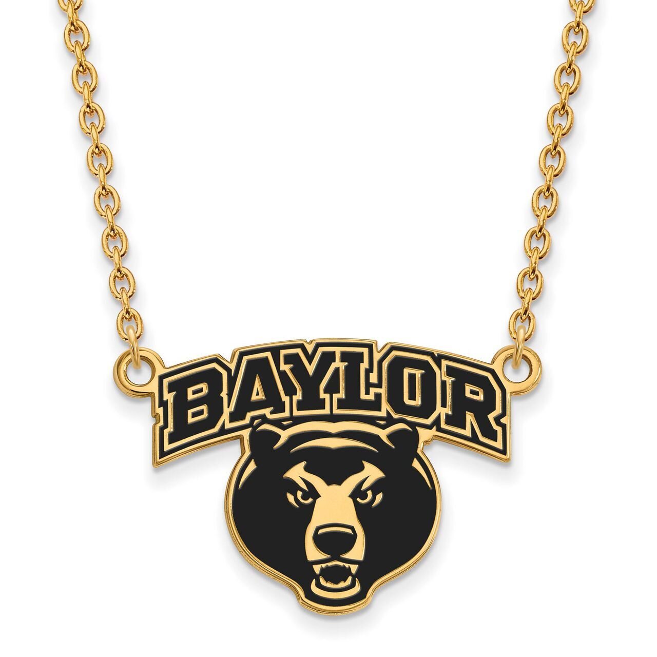 Baylor University Large Enamel Pendant with Chain Necklace Gold-plated Silver GP051BU-18