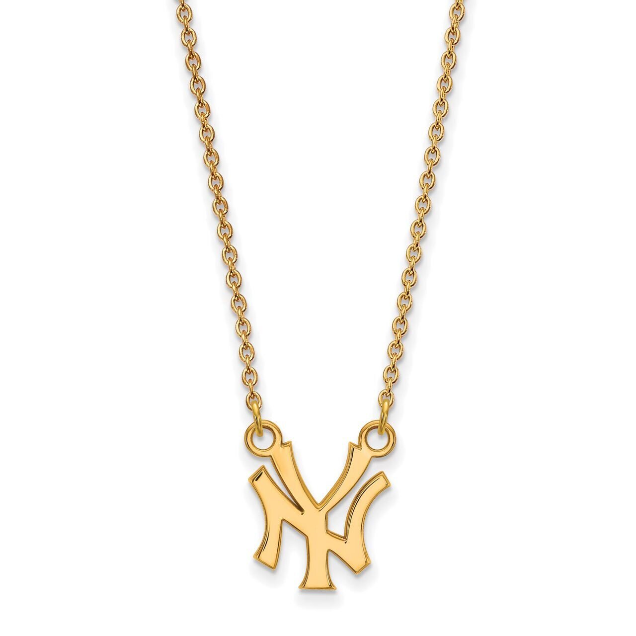 New York Yankees Small Pendant with Chain Necklace Gold-plated Silver GP051YAN-18, MPN: GP051YAN-18…