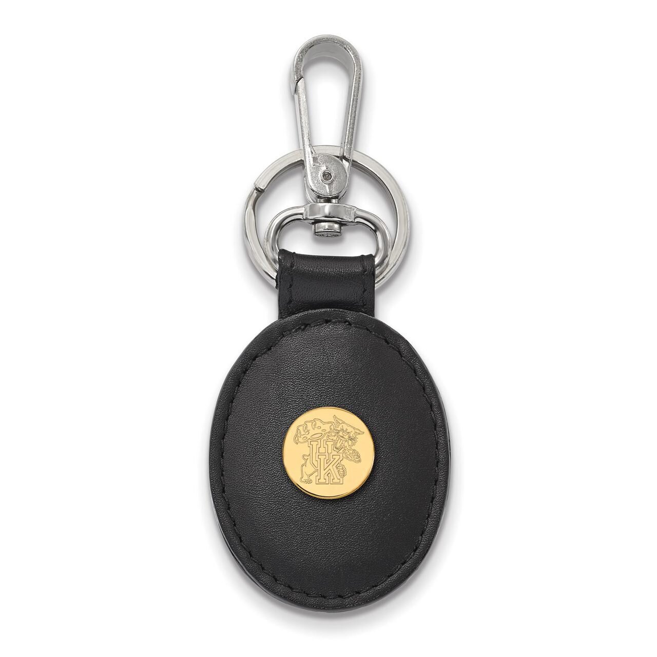 University of Kentucky Black Leather Oval Key Chain Gold-plated Silver GP054UK-K1, MPN: GP054UK-K1,…