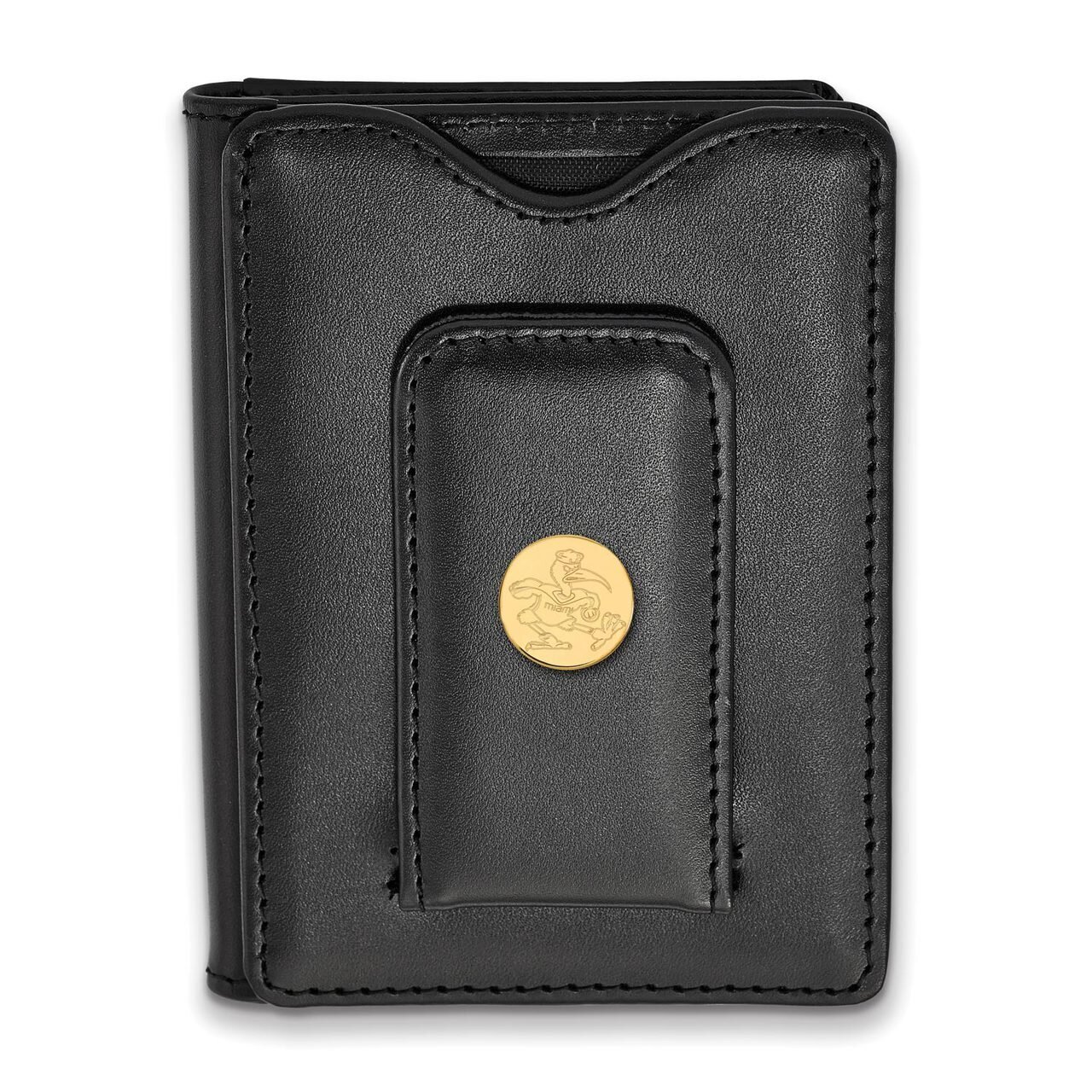 University of Miami Black Leather Wallet Gold-plated Silver on Leather GP054UMF-W1, MPN: GP054UMF-W…