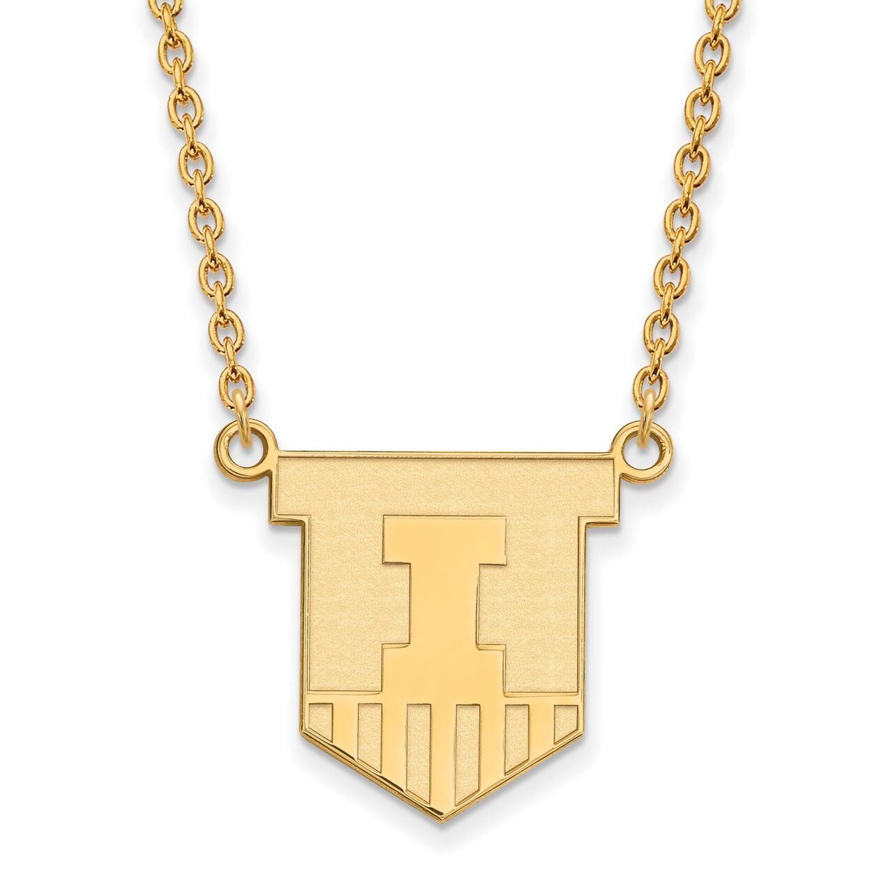 University of Illinois Large Pendant with Chain Necklace Gold-plated Silver GP055UIL-18, MPN: GP055…