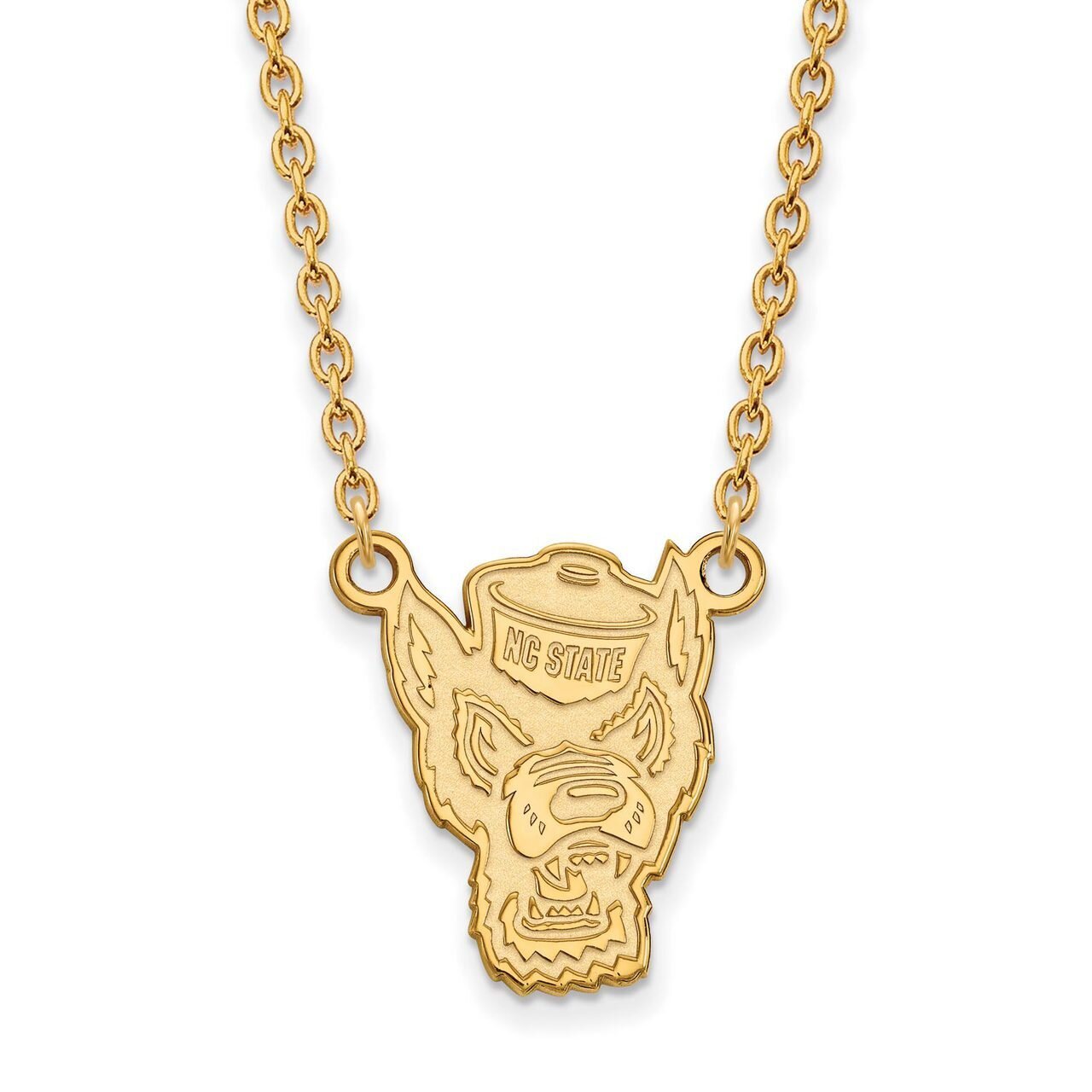 North Carolina State University Large Pendant with Chain Necklace Gold-plated Silver GP057NCS-18, M…