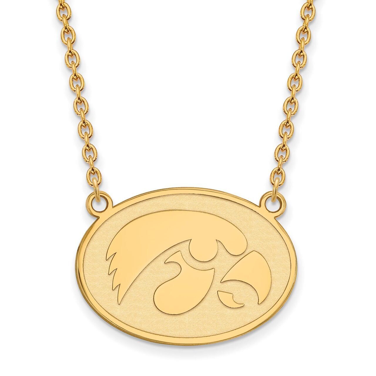 University of Iowa Large Pendant with Chain Necklace Gold-plated Silver GP057UIA-18, MPN: GP057UIA-…