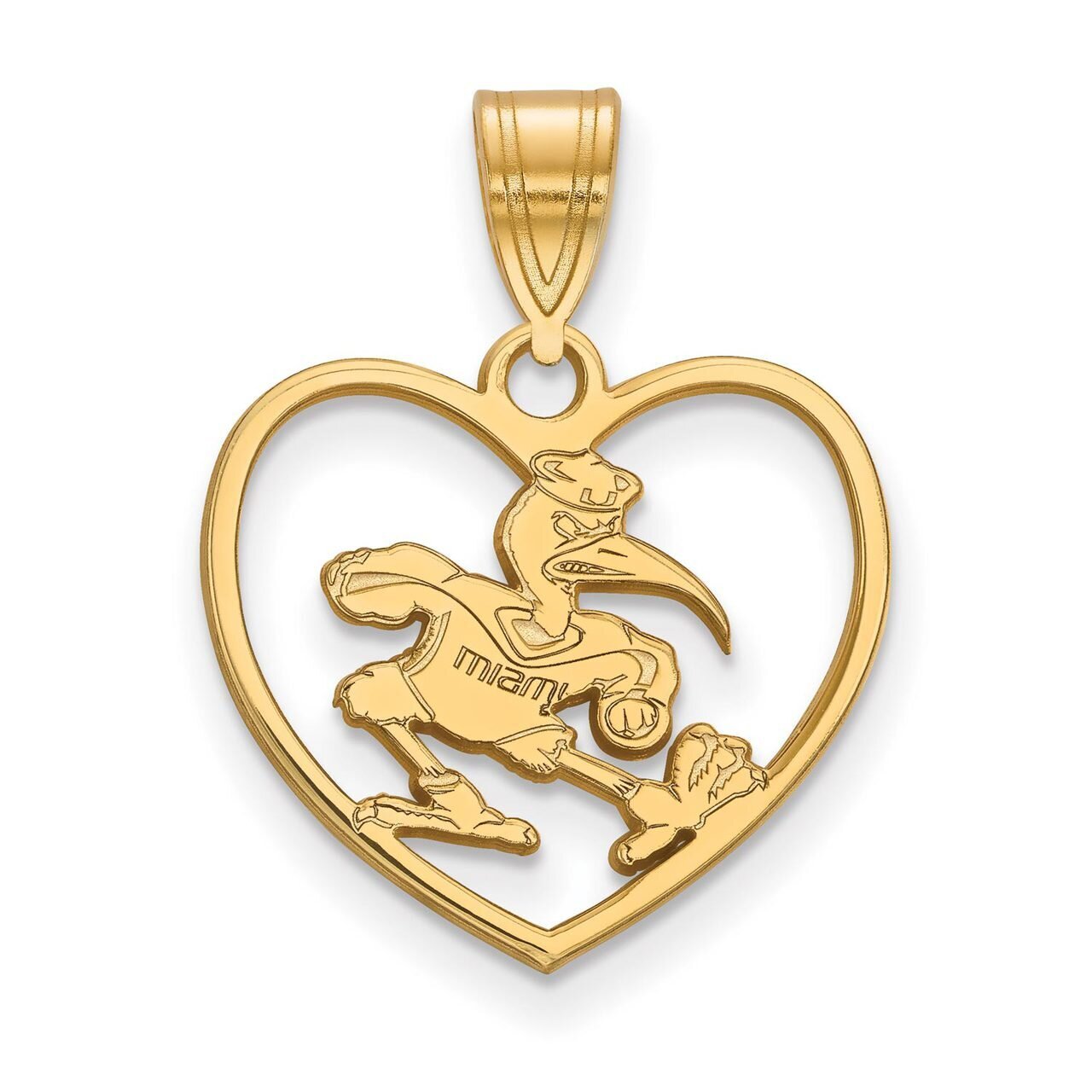 University of Miami Pendant in Heart Gold-plated Silver GP058UMF, MPN: GP058UMF, 886774950211