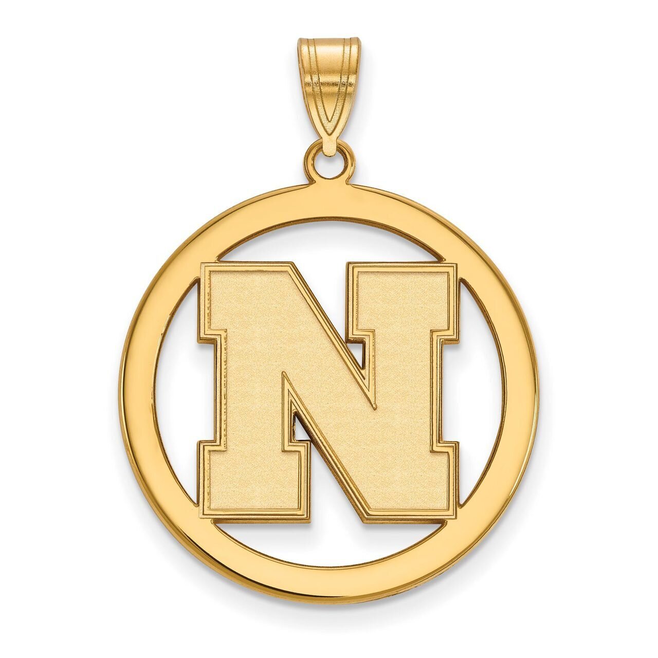 University of Nebraska Large Pendant in Circle Gold-plated Silver GP058UNE, MPN: GP058UNE, 88677495…