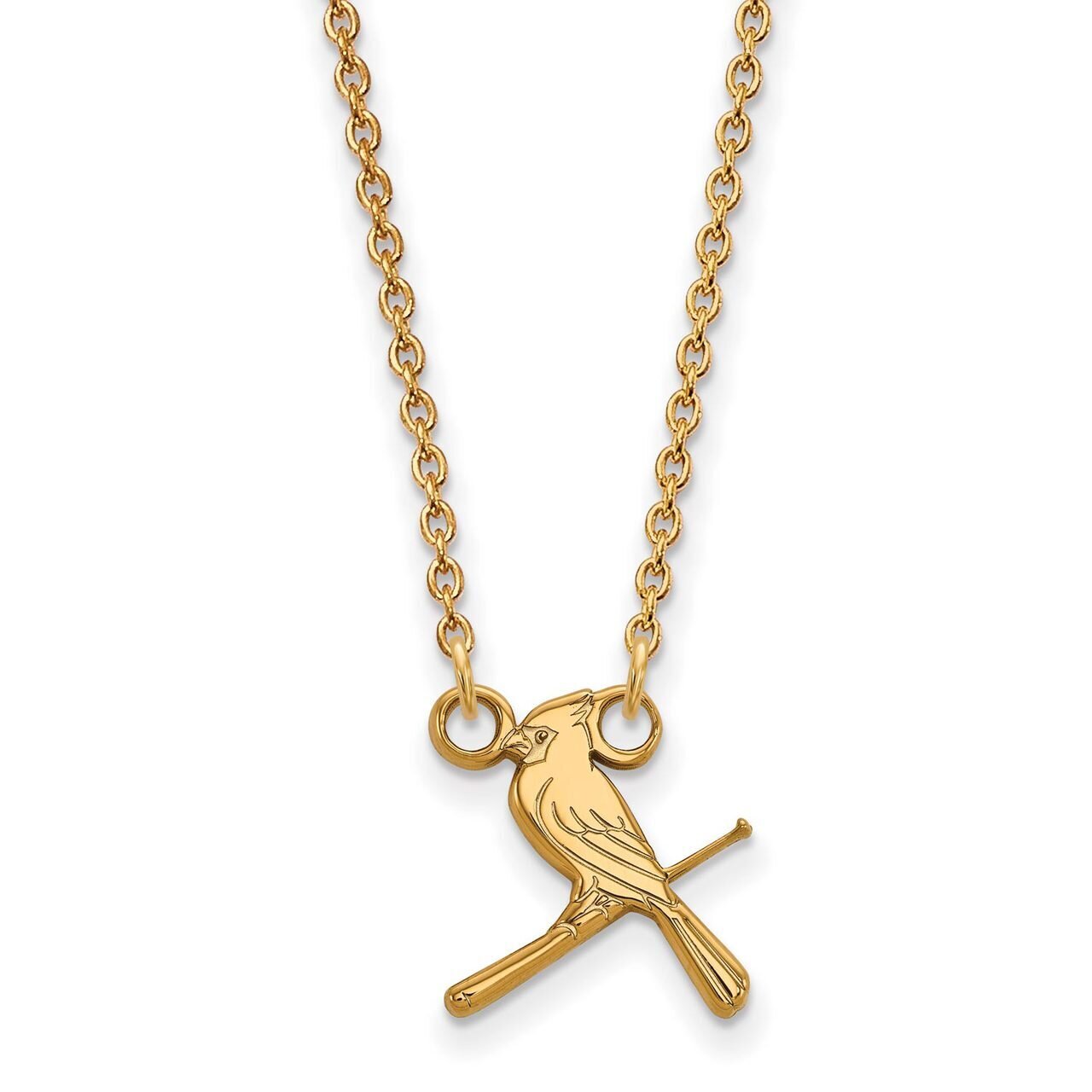 Saint Louis Cardinals Small Pendant with Chain Necklace Gold-plated Silver GP060CRD-18