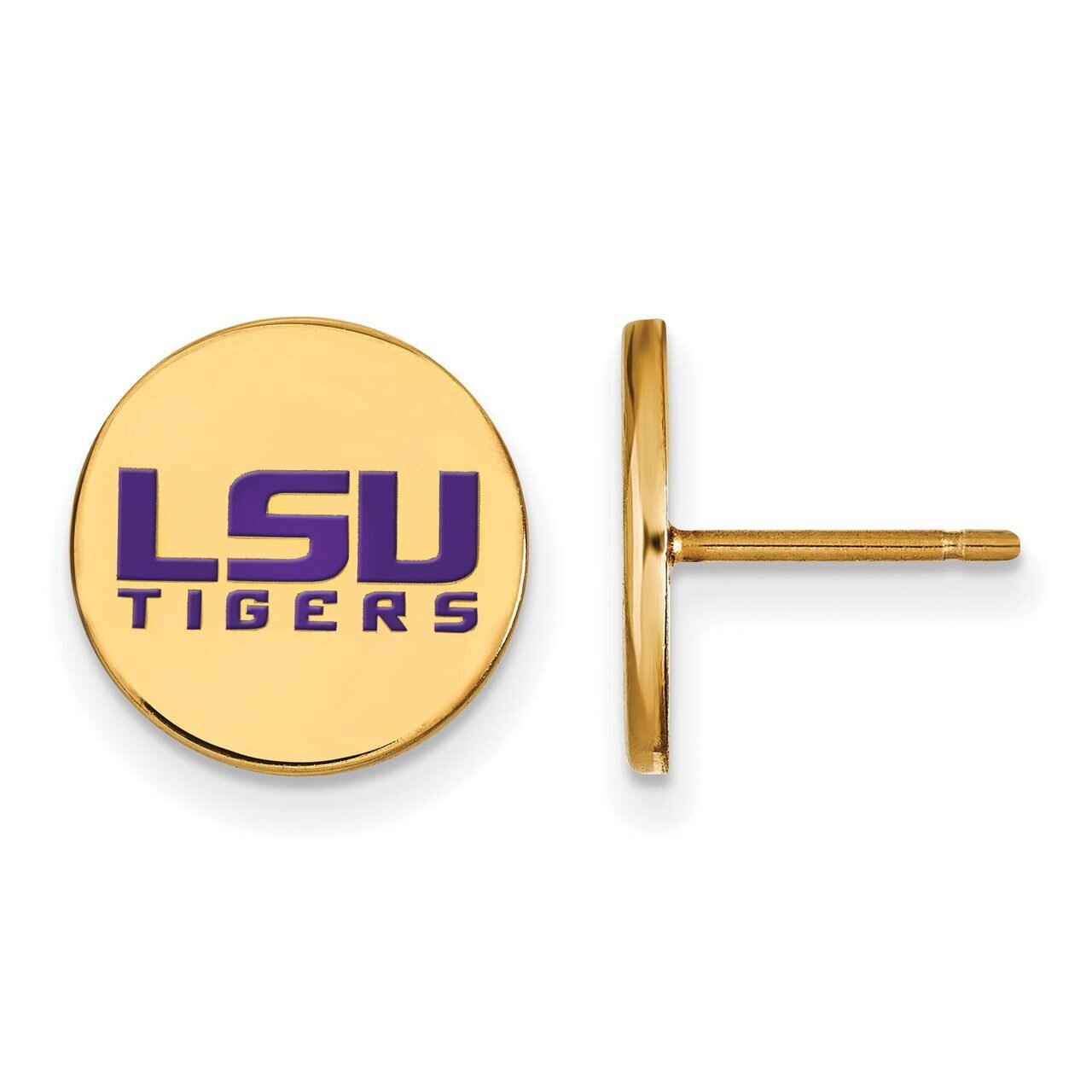 Louisiana State University Small Enamel Disc Earring Gold-plated Silver GP060LSU, MPN: GP060LSU, 88…