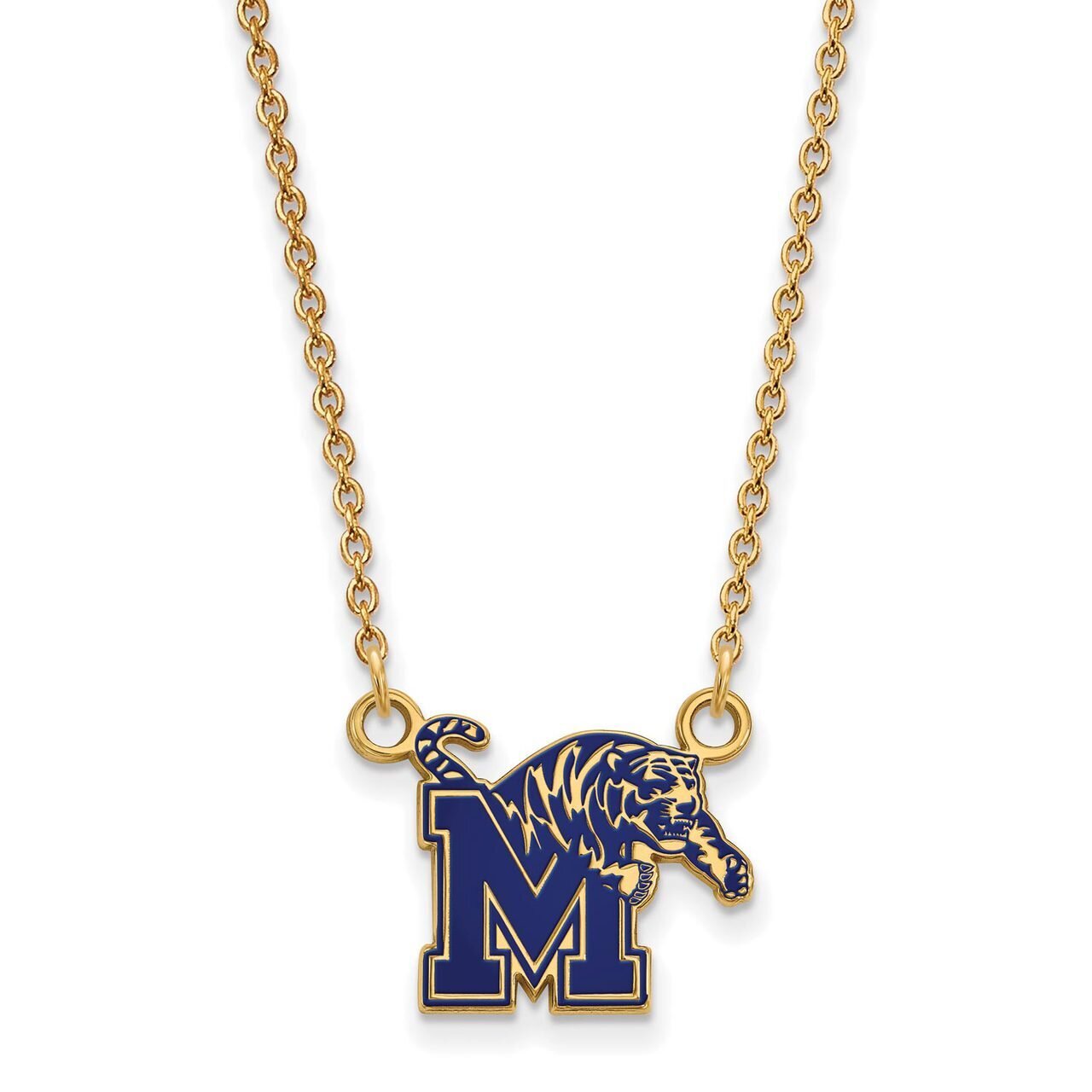 University of Memphis Small Enamel Pendant with Chain Necklace Gold-plated Silver GP063UMP-18