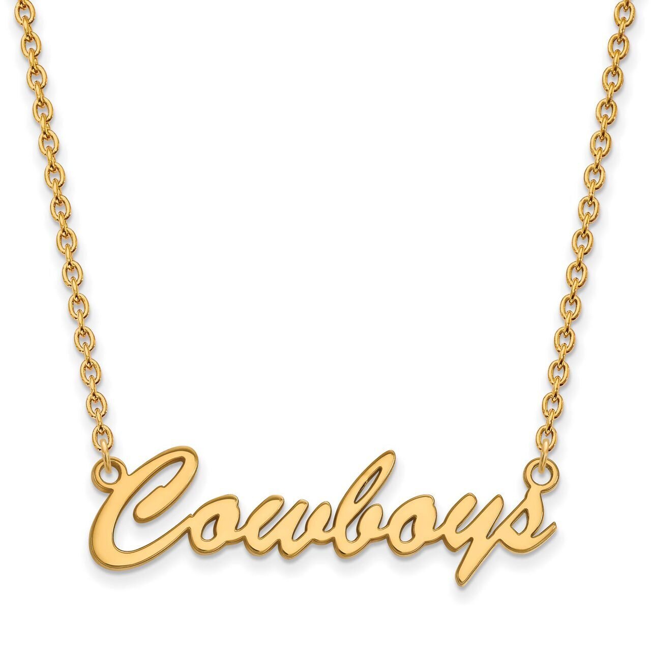 Oklahoma State University Medium Pendant with Chain Necklace Gold-plated Silver GP064OKS-18, MPN: G…
