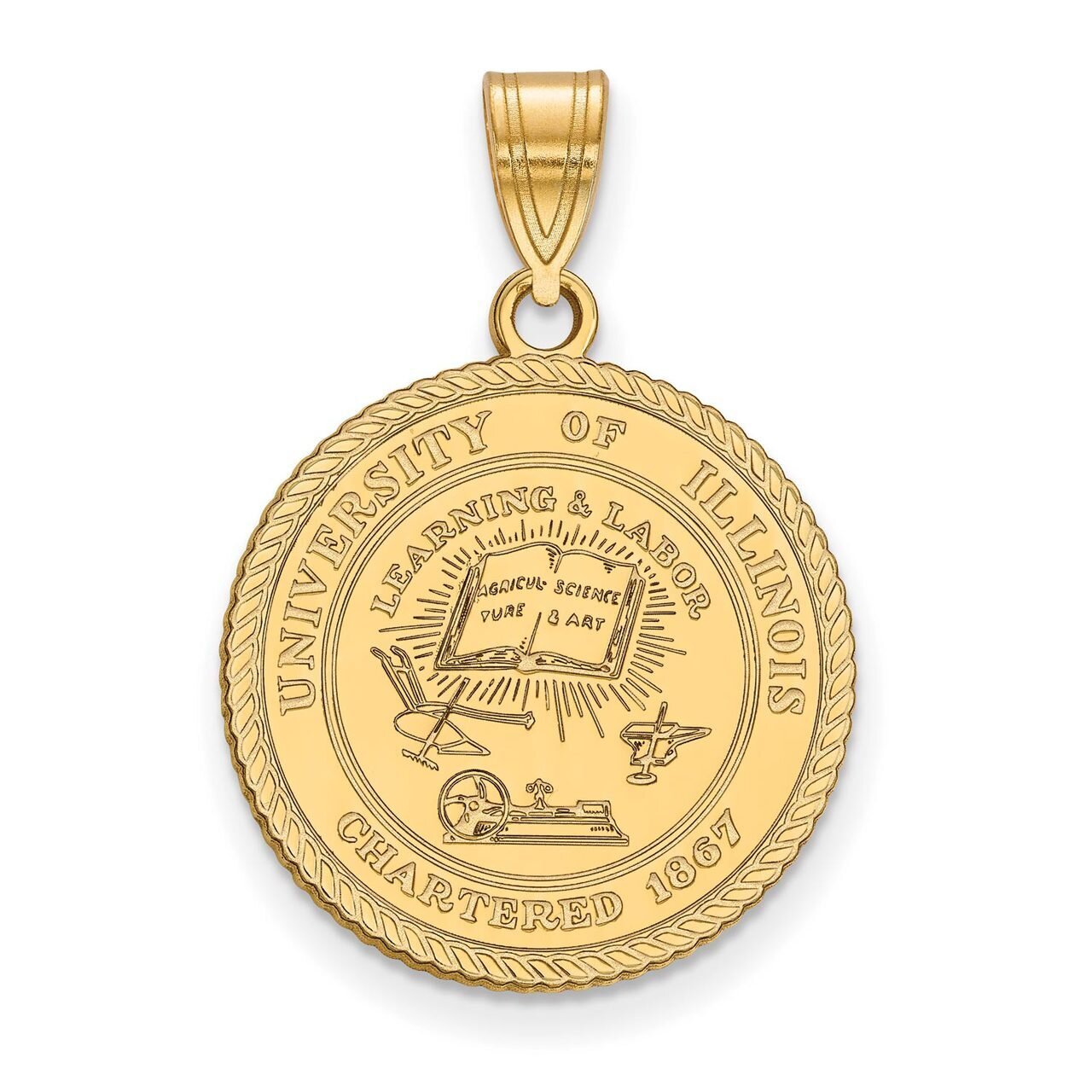 University of Illinois Large Crest Pendant Gold-plated Silver GP065UIL