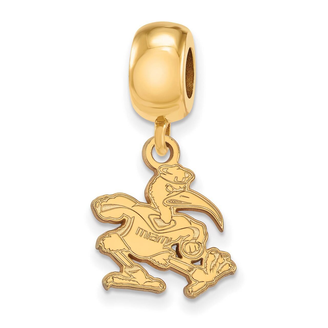 University of Miami Bead Charm Small Dangle Gold-plated Silver GP065UMF, MPN: GP065UMF, 886774952369