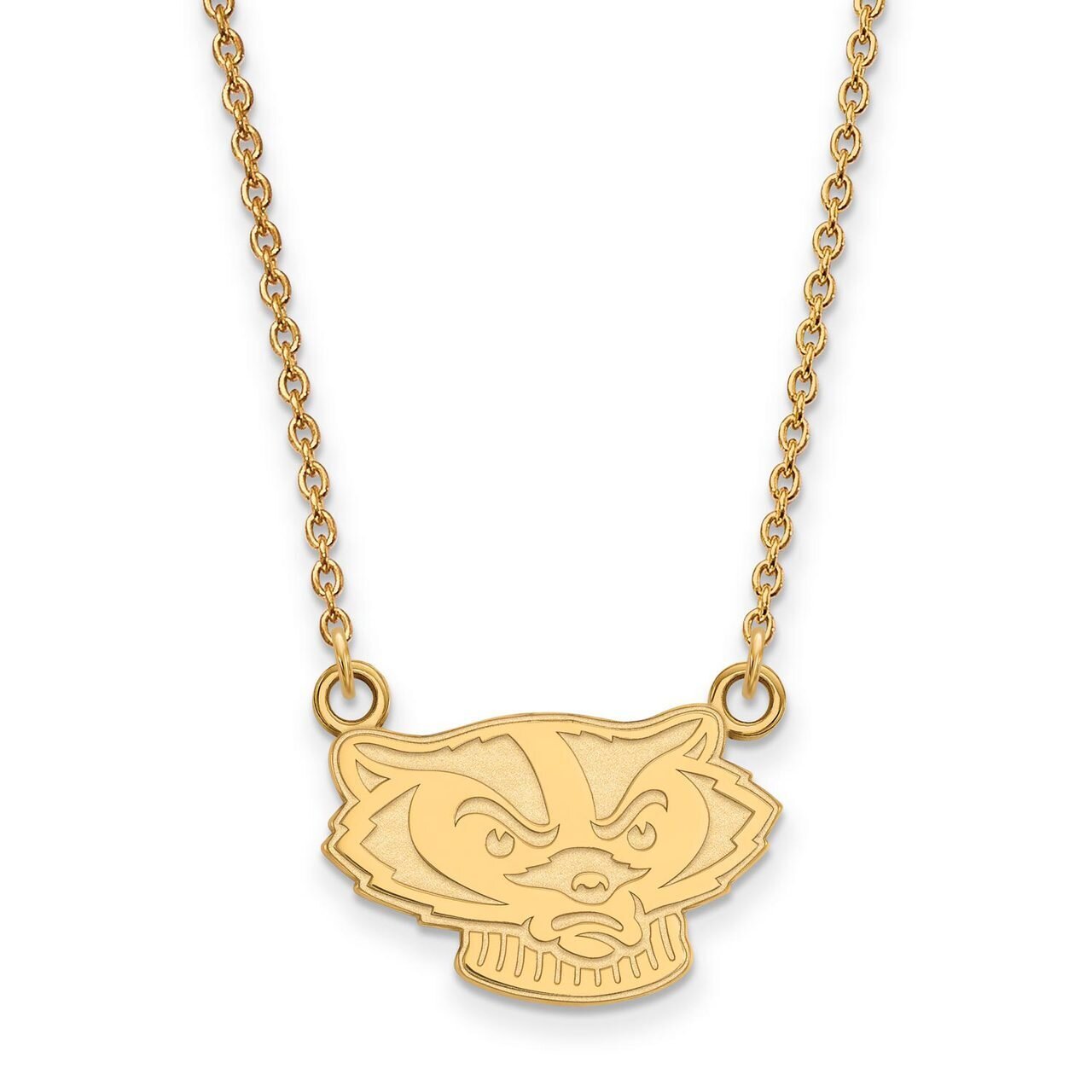 University of Wisconsin Small Pendant with Chain Necklace Gold-plated Silver GP066UWI-18, MPN: GP06…