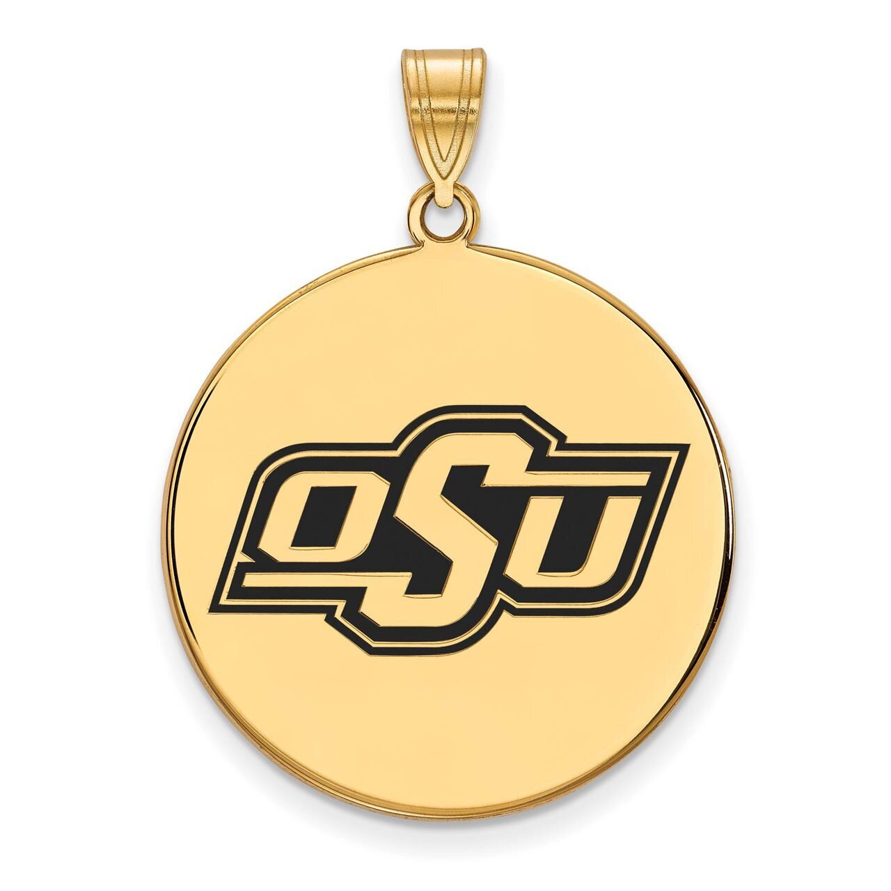 Oklahoma State University x-Large Enamel Disc Pendant Gold-plated Silver GP067OKS, MPN: GP067OKS, 8…
