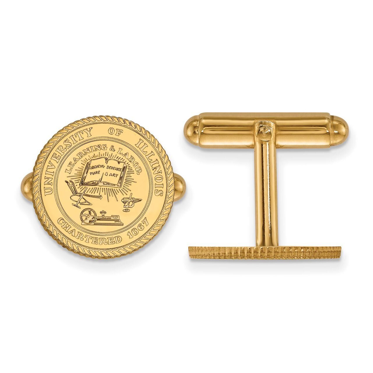 University of Illinois Crest Cufflinks Gold-plated Silver GP067UIL