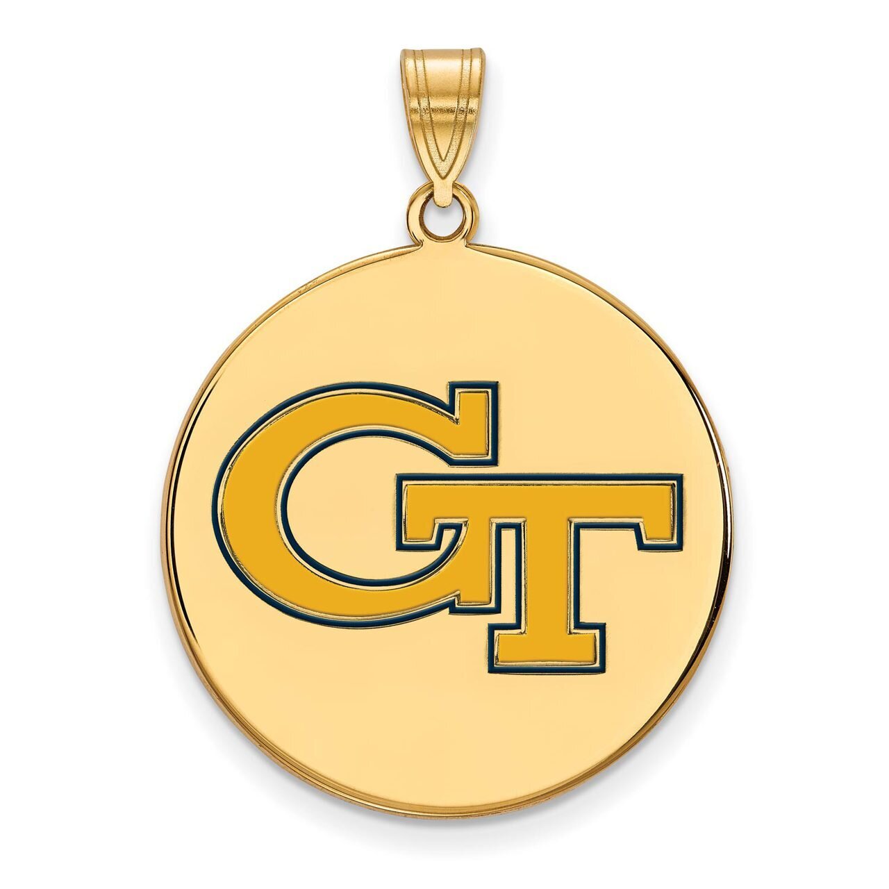 Georgia Institute of Technology Large Enamel Disc Pendant Gold-plated Silver GP068GT