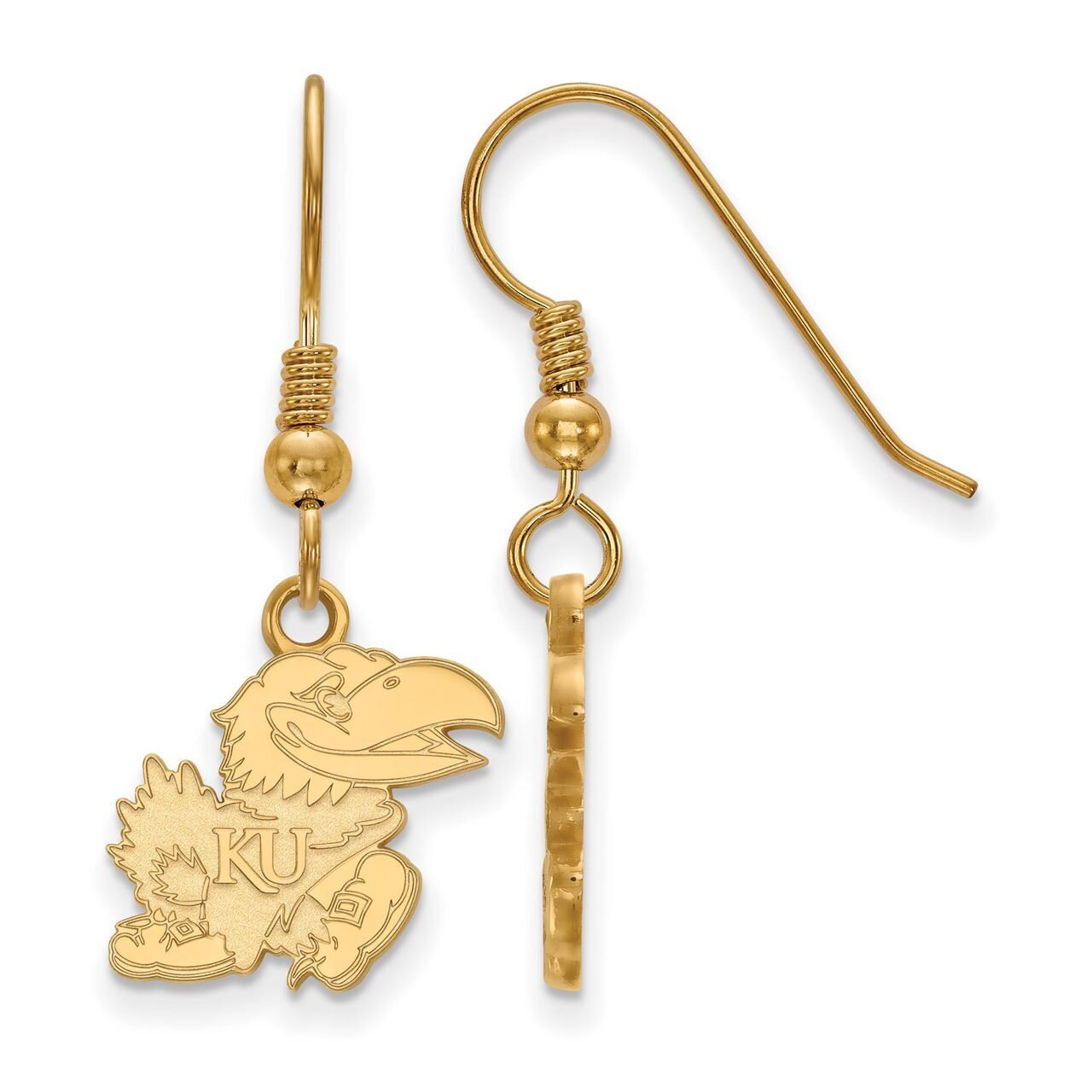 University of Kansas Small Dangle Earring Wire Gold-plated Silver GP070UKS, MPN: GP070UKS, 88677495…