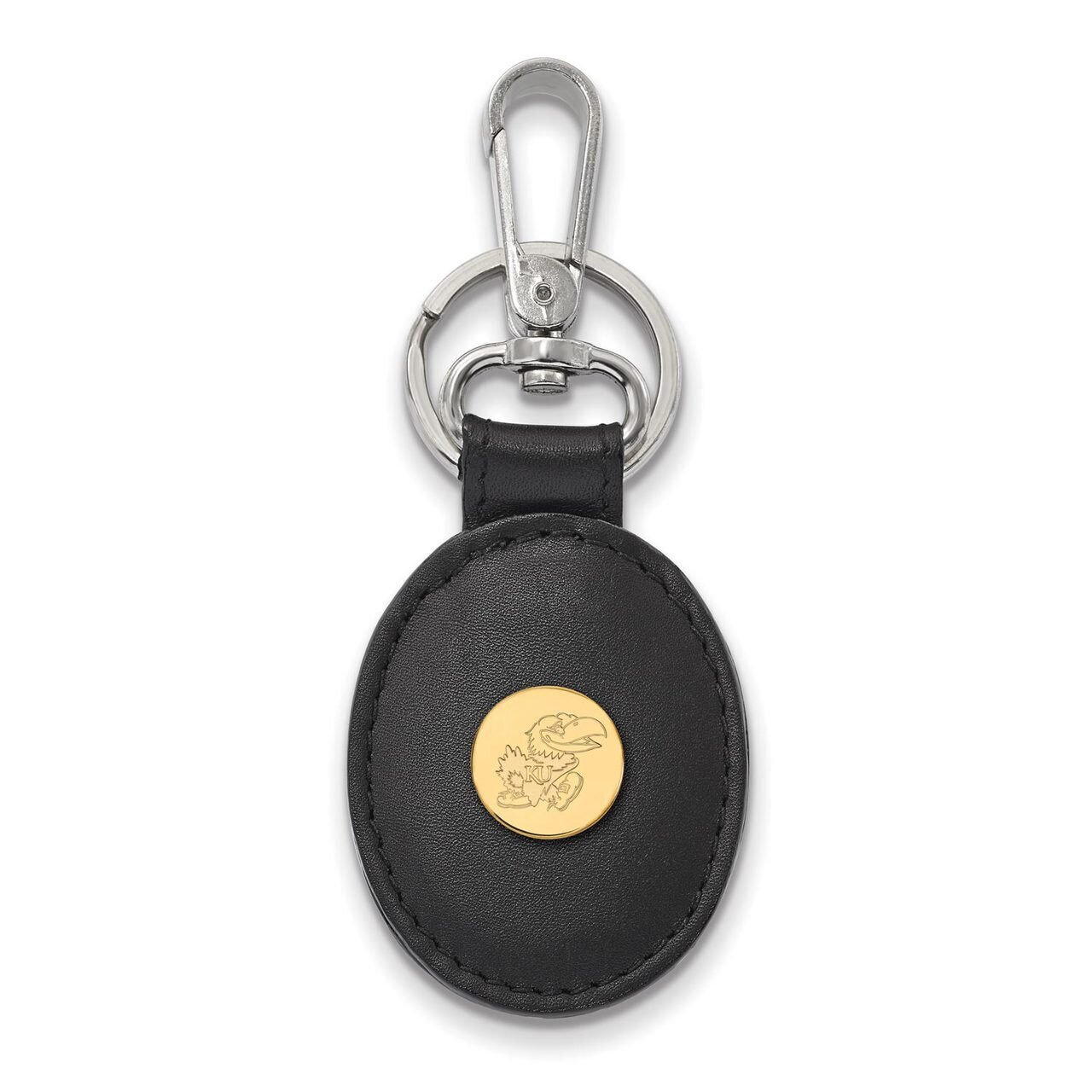 University of Kansas Black Leather Oval Key Chain Gold-plated Silver GP072UKS-K1, MPN: GP072UKS-K1,…