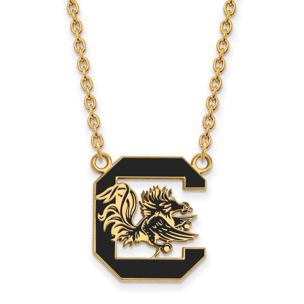 University of South Carolina Large Enamel Pendant with Chain Necklace Gold-plated Silver GP072USO-1…