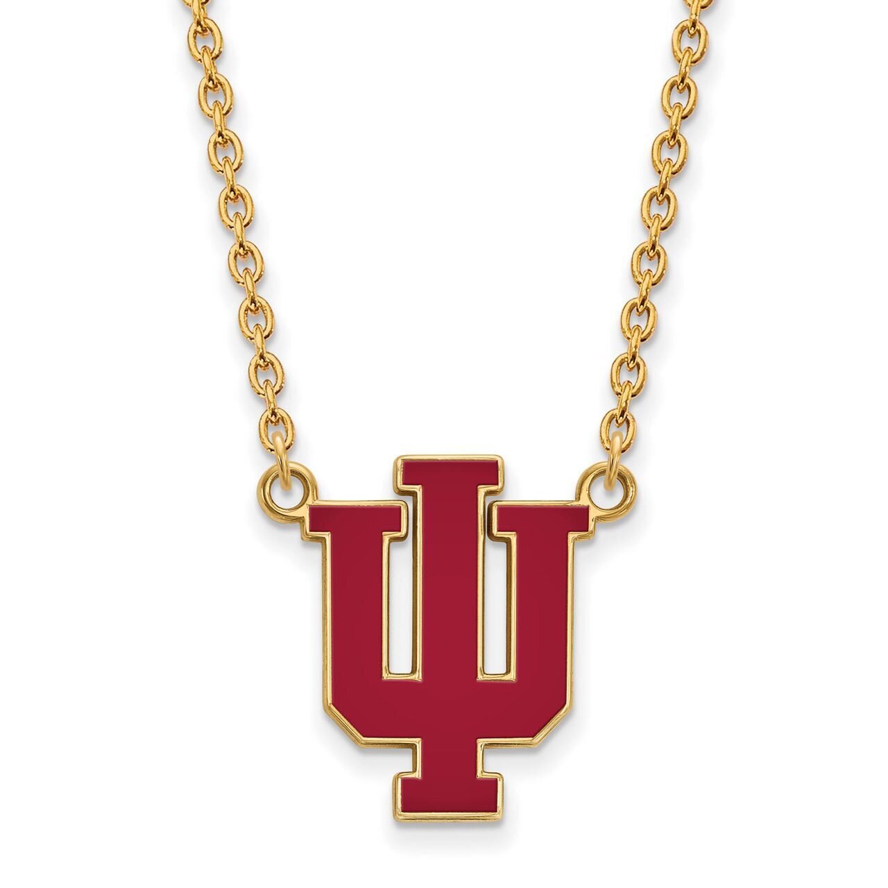Indiana University Large Enamel Pendant with Chain Necklace Gold-plated Silver GP073IU-18