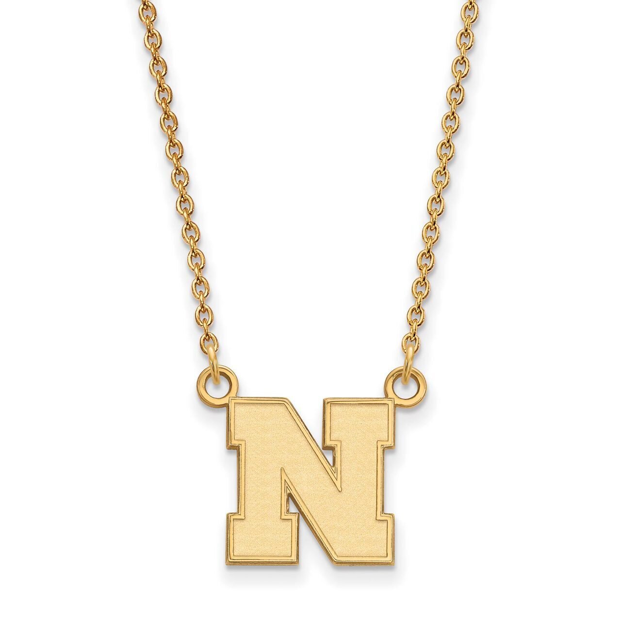 University of Nebraska Small Pendant with Chain Necklace Gold-plated Silver GP073UNE-18, MPN: GP073…