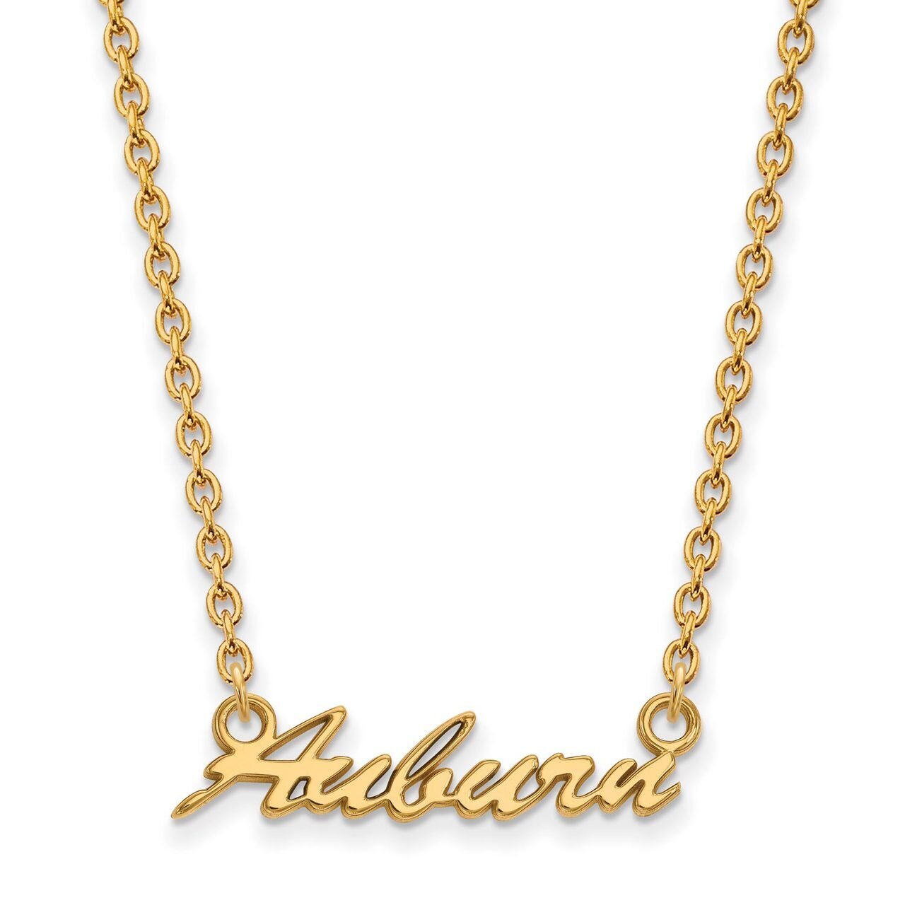 Auburn University Medium Pendant with Chain Necklace Gold-plated Silver GP075AU-18