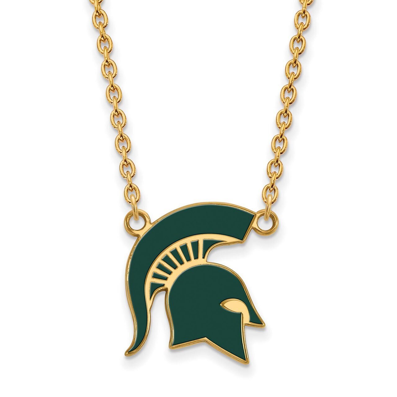 Michigan State University Large Enamel Pendant with Chain Necklace Gold-plated Silver GP076MIS-18